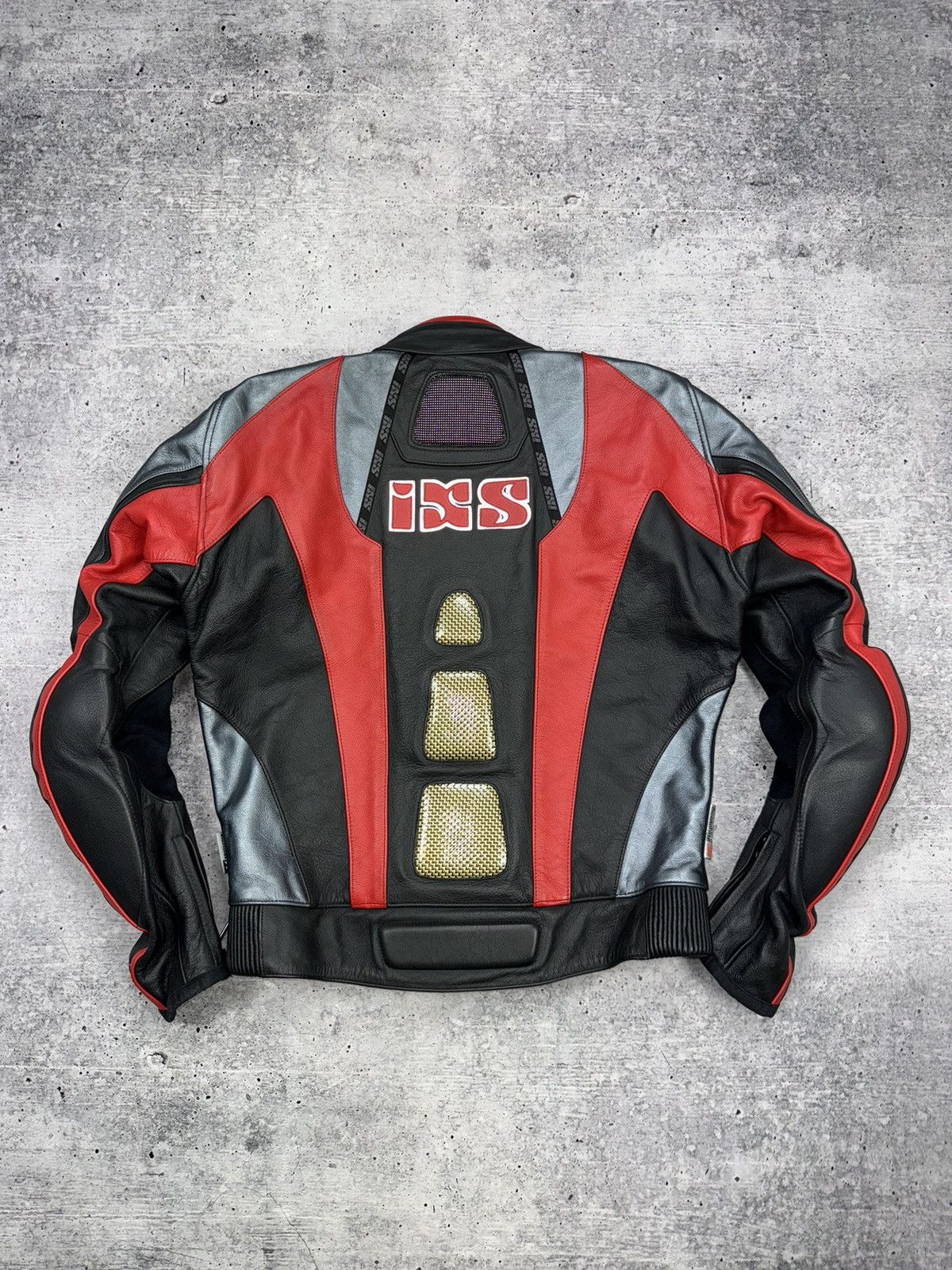 Genuine Leather × Vintage Vintage IXS Y2K Leather Reflective Racing Moto Bomber Jacket Size US M / EU 48-50 / 2 - 22 Thumbnail