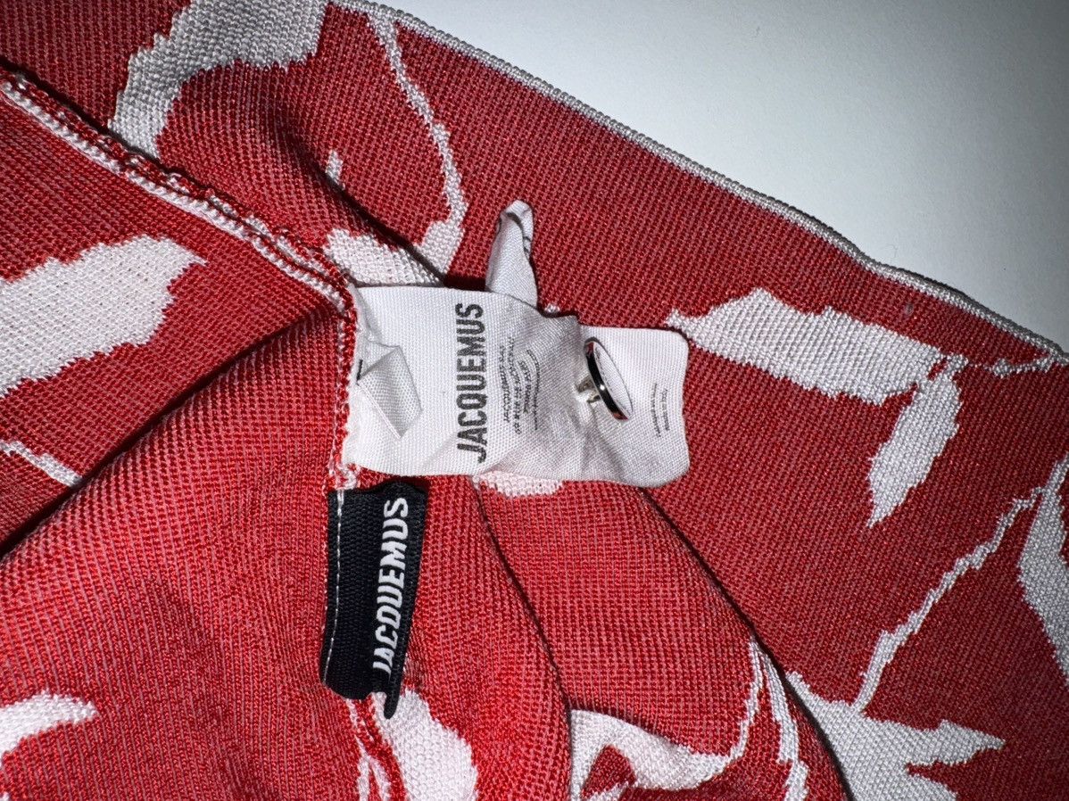 Jacquemus Jacquemus Men's Rose Knit Polo Shirt in White/Red Size US XL / EU 56 / 4 - 6 Thumbnail