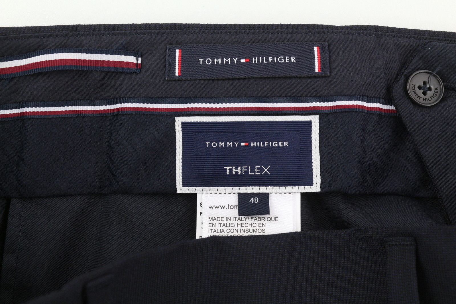 Tommy Hilfiger 48 Dark Blue THFlex Wool Blend Slim Fit Flat Trousers 85317 Size US 32 / EU 48 - 8 Thumbnail