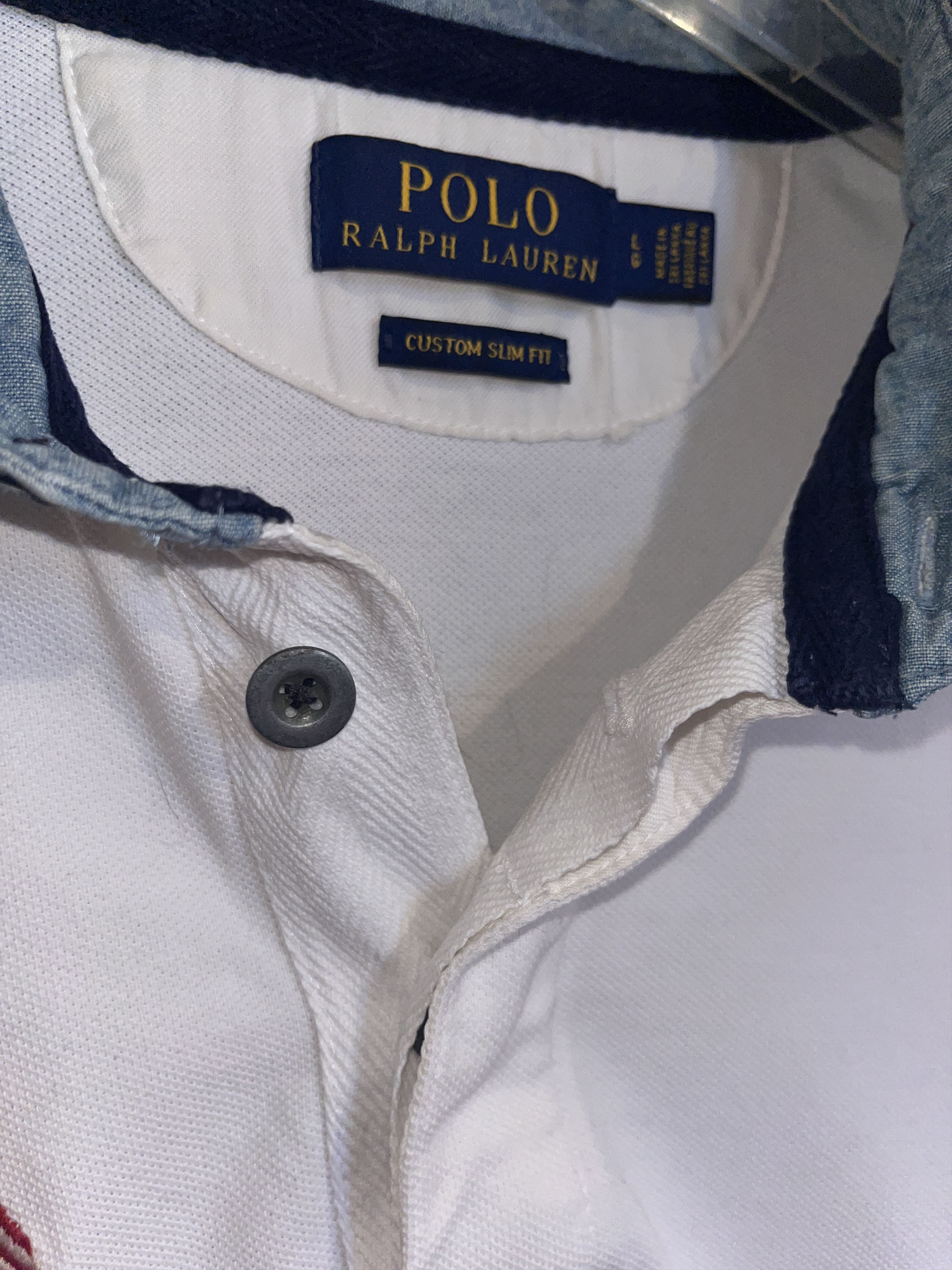 Polo Ralph Lauren Vintage Polo Ralph Lauren White Polo Shirt USA Flag Size US L / EU 52-54 / 3 - 5 Thumbnail