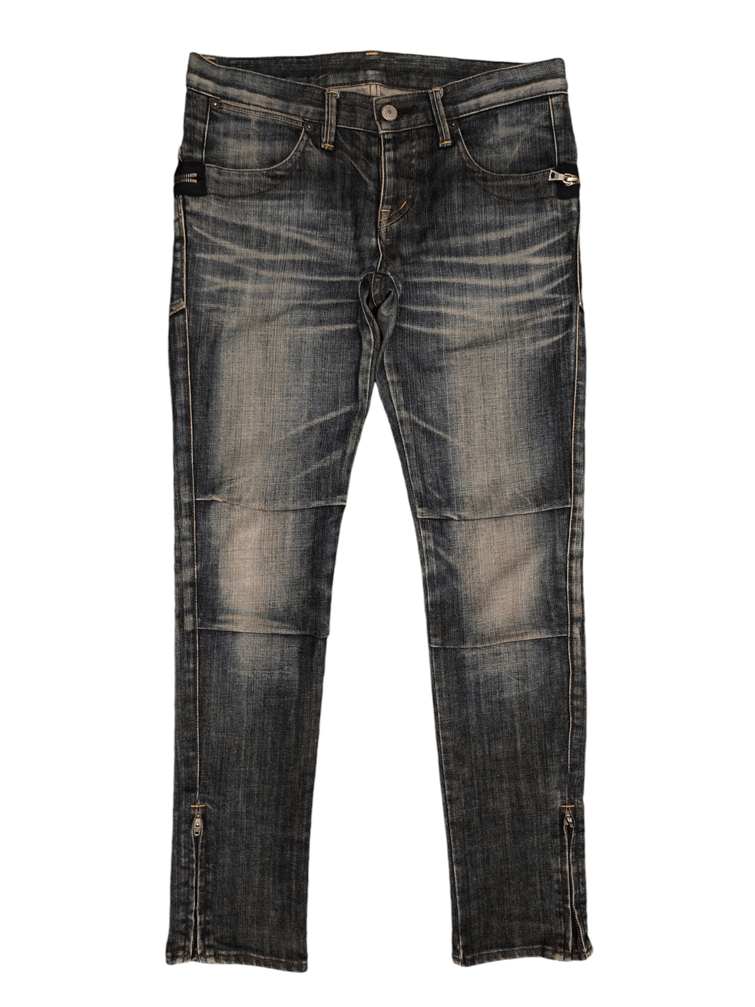 Hysteric Glamour Clawmark Distress Faded Zipper Hem Jeans