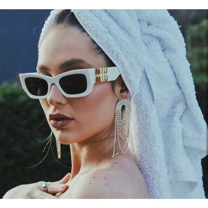 Miu Miu Miu Miu MU09WS 1425S0 Sunglasses White Cat Eye Frame Size ONE SIZE - 10 Thumbnail