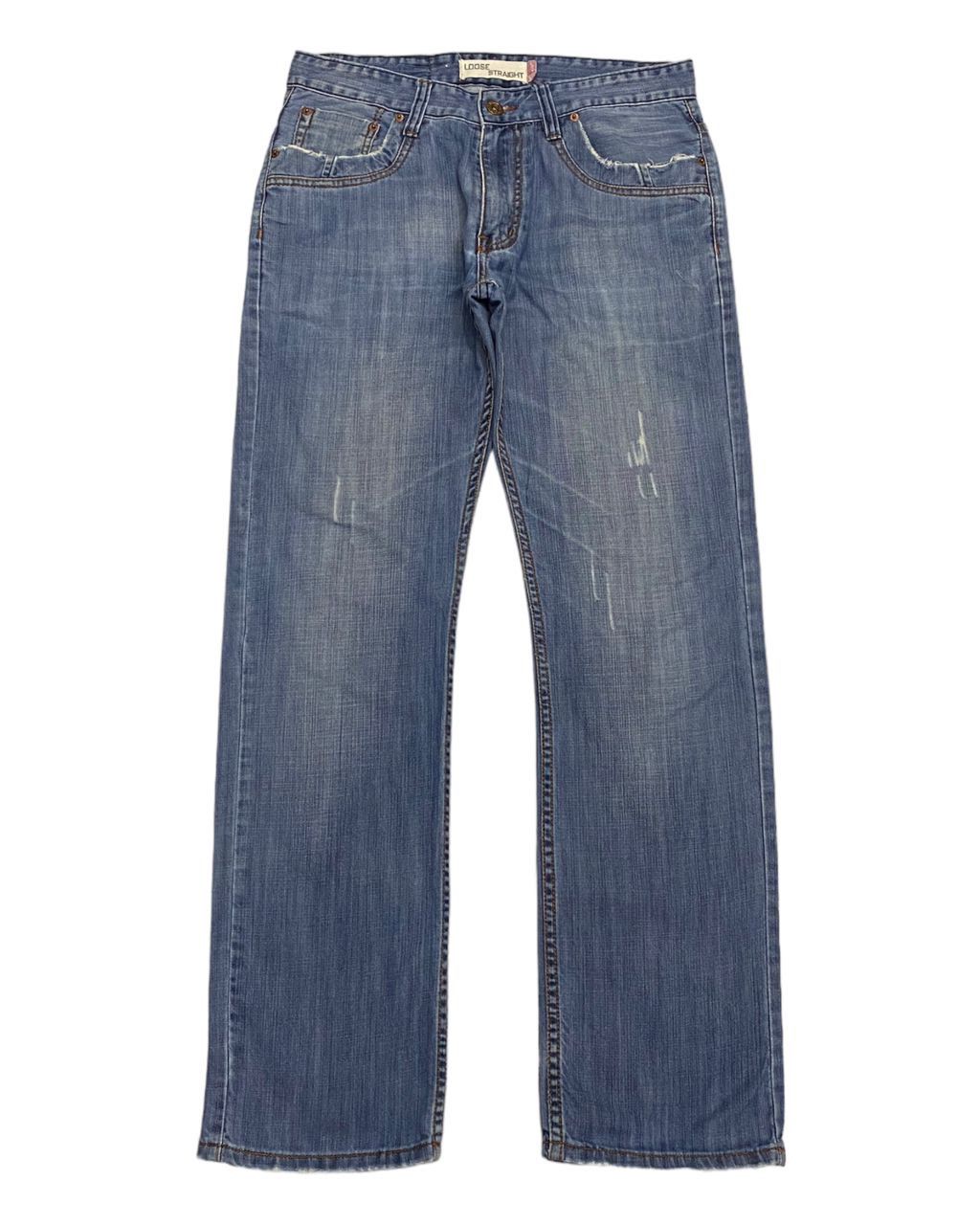 LEVIS 523 LOOSE FIT STRAIGHT DISTRESSED DENIM MADE IN USA Denim