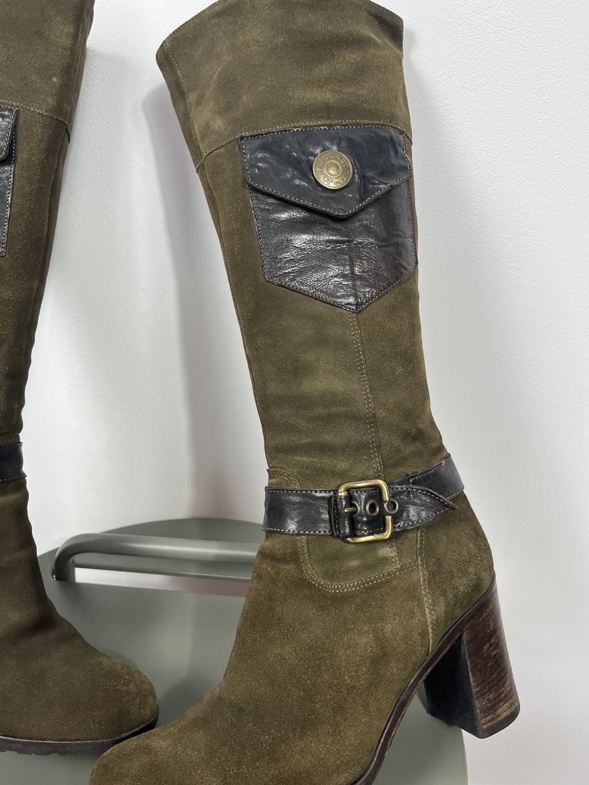 Other Janet Janet Suede Knee High Boots Pocket Detail Size 39.5 Size US 9 / IT 39 - 7 Thumbnail