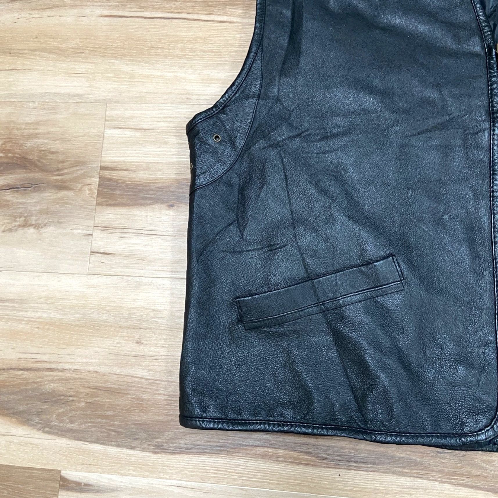 Vintage VINTAGE City Streets Leather Jacket Mens XL Vest Full Zip 80s 90s Motorcycle Wool Lining Black Size US XL / EU 56 / 4 - 4 Thumbnail
