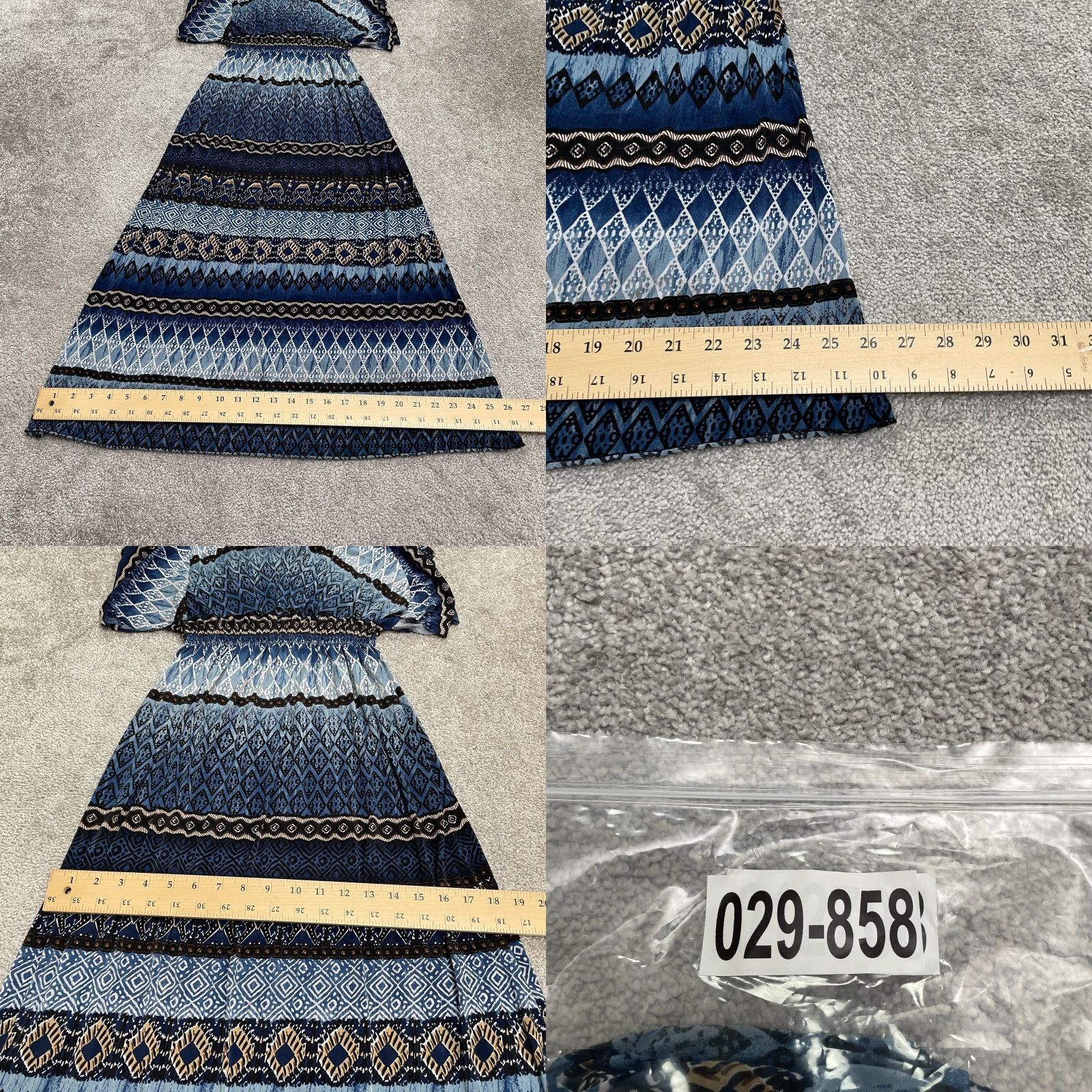 Vintage West Loop Maxi Dress Women M Blue Cold Shoulder Geometric Aztec Casual Knit Polyester Spandex Size M / US 6-8 / IT 42-44 - 8 Thumbnail