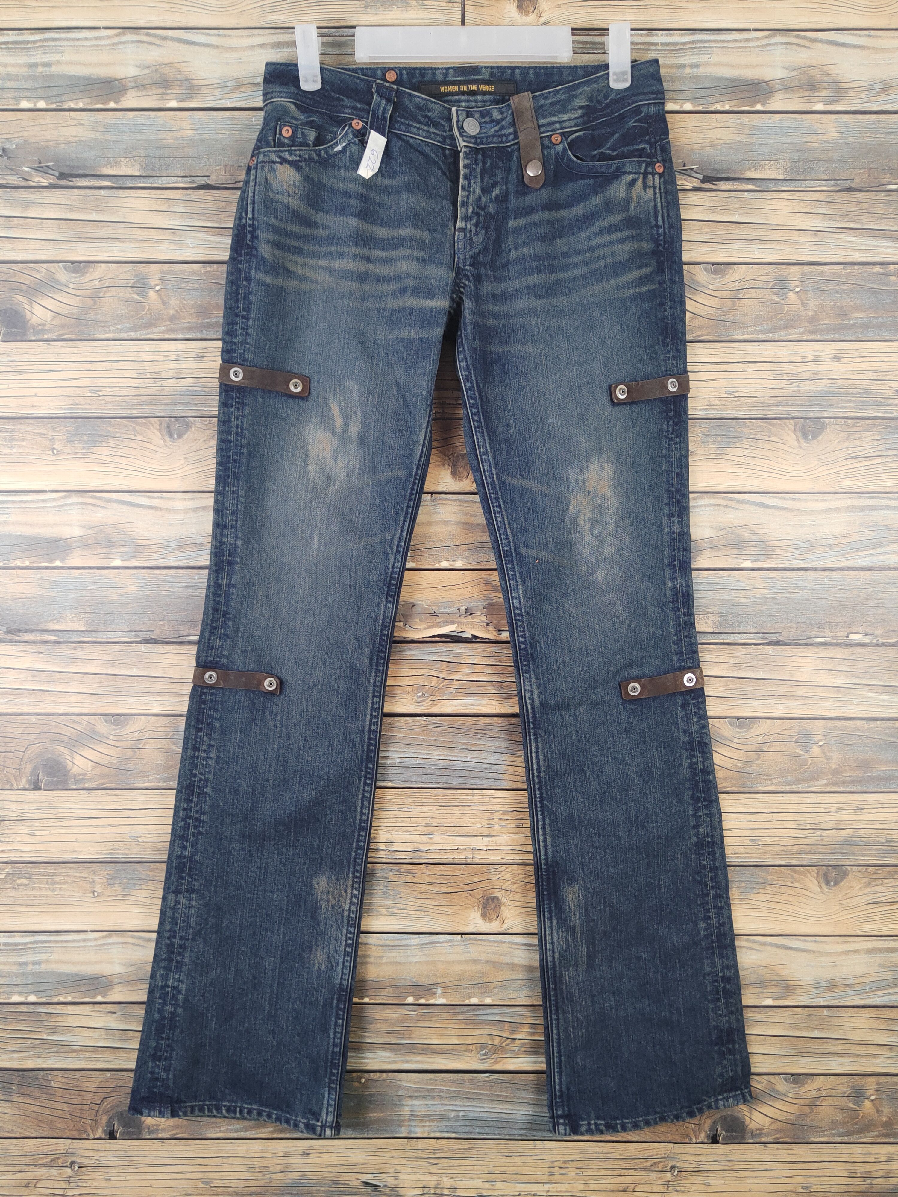 Japanese Brand DL Woman on The Verge Dark Blue Ripped denim Jeans #622 Size 28" / US 6 / IT 42 - 1 Thumbnail