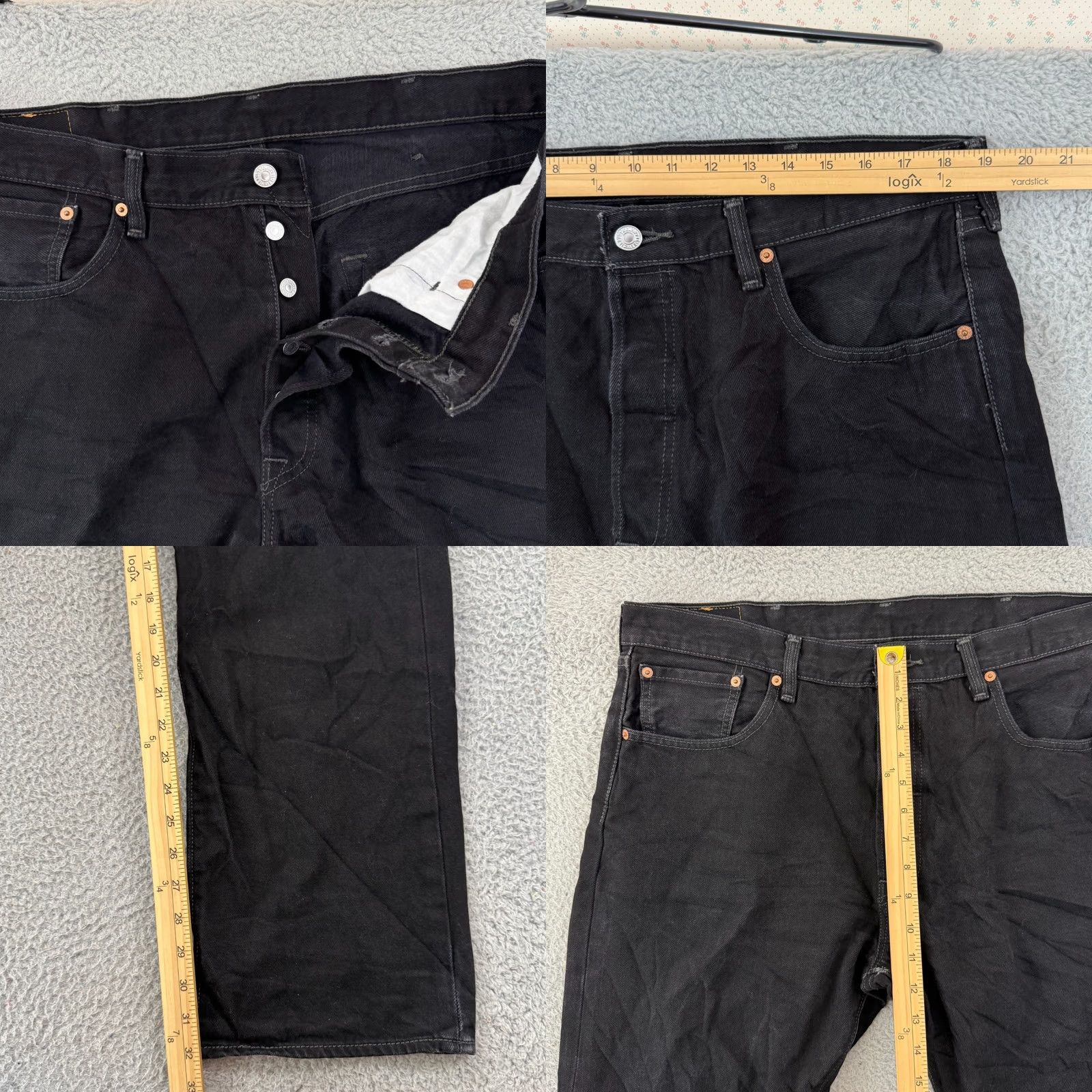 Levi's Levi's 501 Jeans Mens 38x32 Black Denim Straight Leg Button Fly Grunge Y2K Skate Vintage 90s Cowboy USA Size US 38 / EU 54 - 8 Thumbnail
