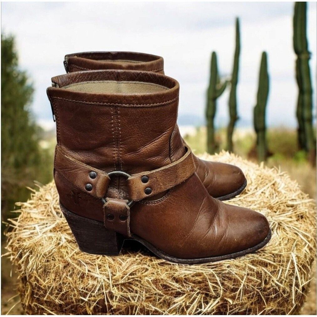 Frye FRYE Harness Boot Back Zip Cognac Leather size 6 B Size US 6 / IT 36 - 12 Thumbnail