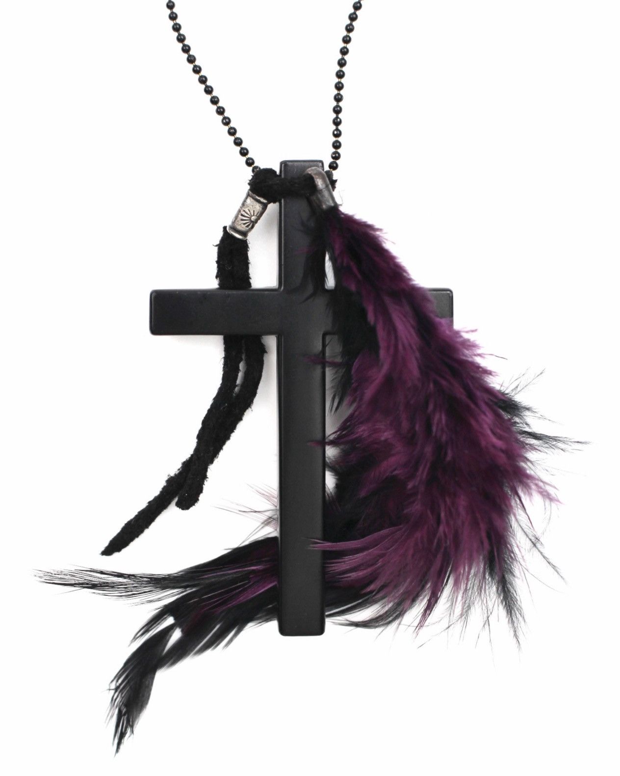 If Six Was Nine 2000S DARK CROSS FEATHER NECKLACE SILVER SUN DETAIL Size ONE SIZE - 1 Thumbnail