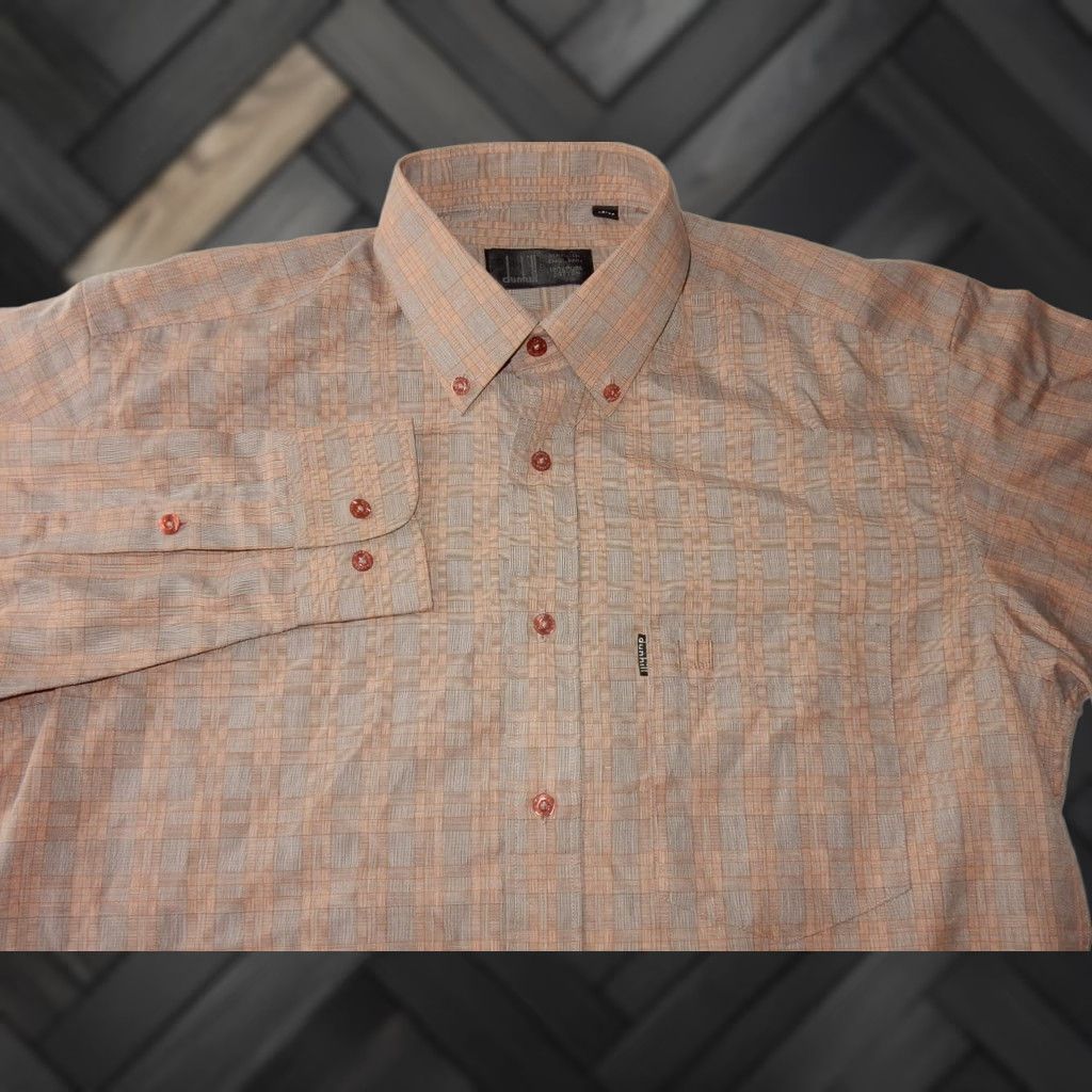 Vintage VTG Dunhill Men's Dress Shirt Size 15.5-32 Pink Plaid England Made Long Sleeve Shirt Mens Regular 29 1/2 Chest 28" Length Size 42R - 1 Thumbnail