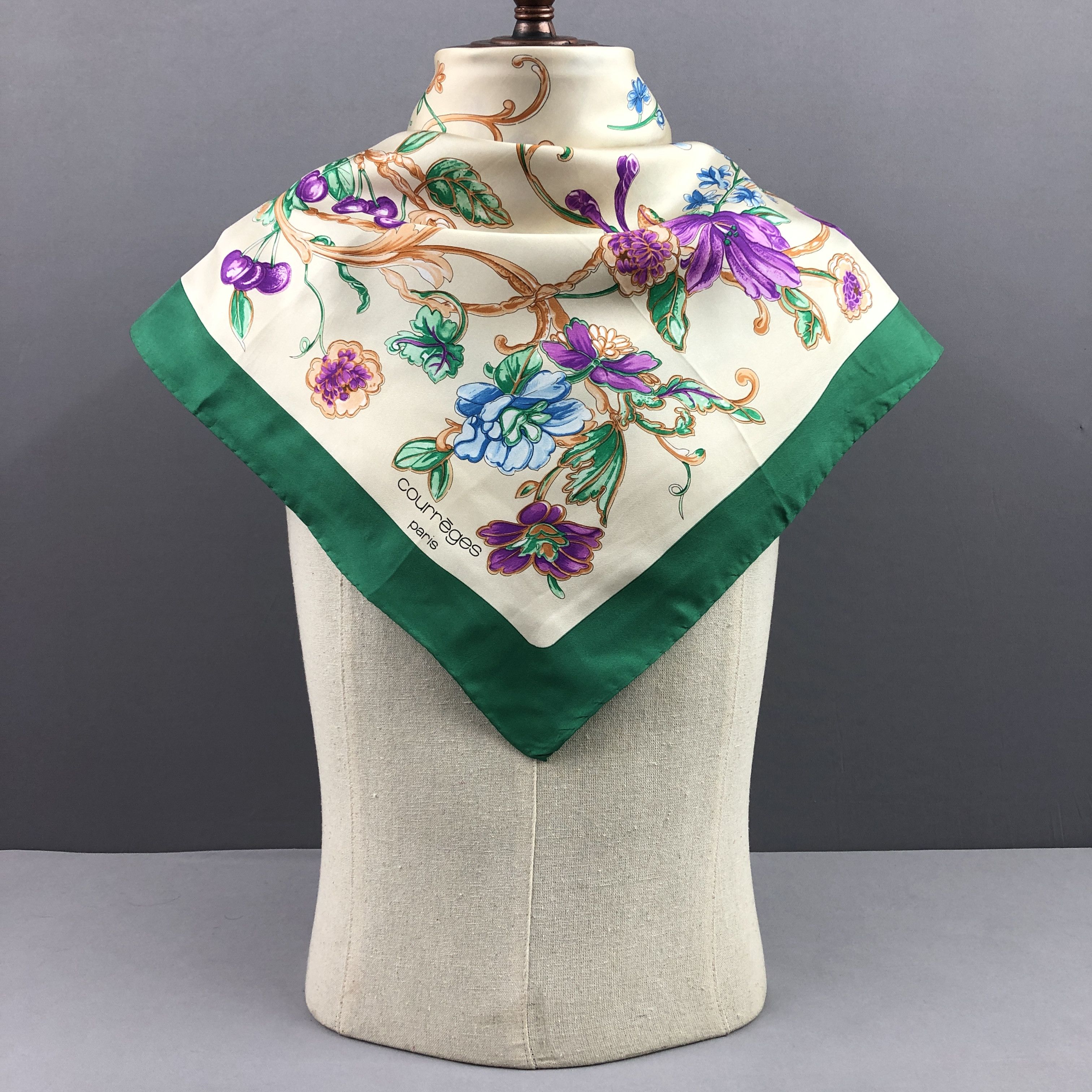 Courreges × Vintage Vintage Courreges SILK Scarf Twill Stole Wraps Scarves Size ONE SIZE - 2 Thumbnail