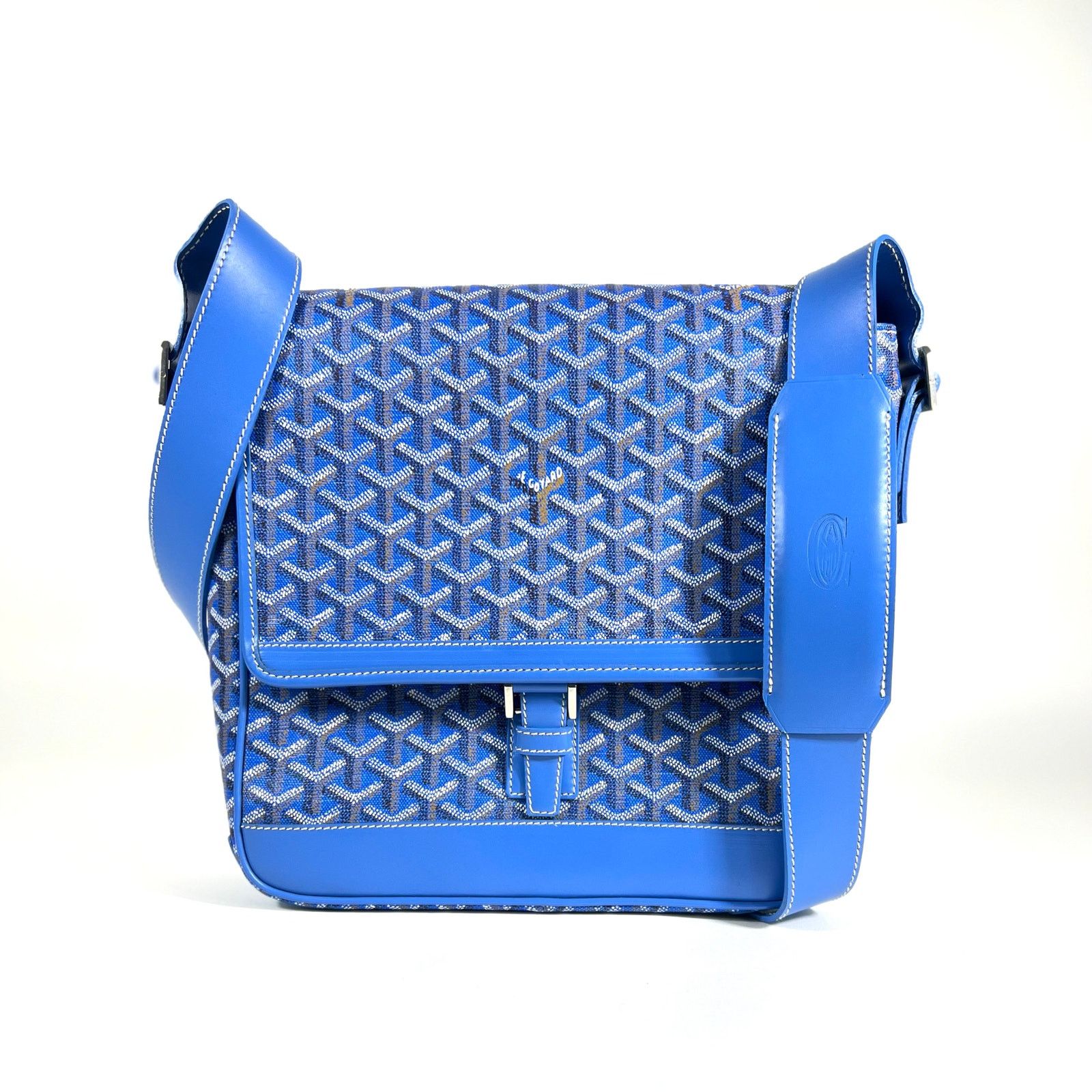 Goyard Goyard Grand Bleu MM Sky Blue Vintage Hand Painted Canvas Size ONE SIZE - 2 Thumbnail