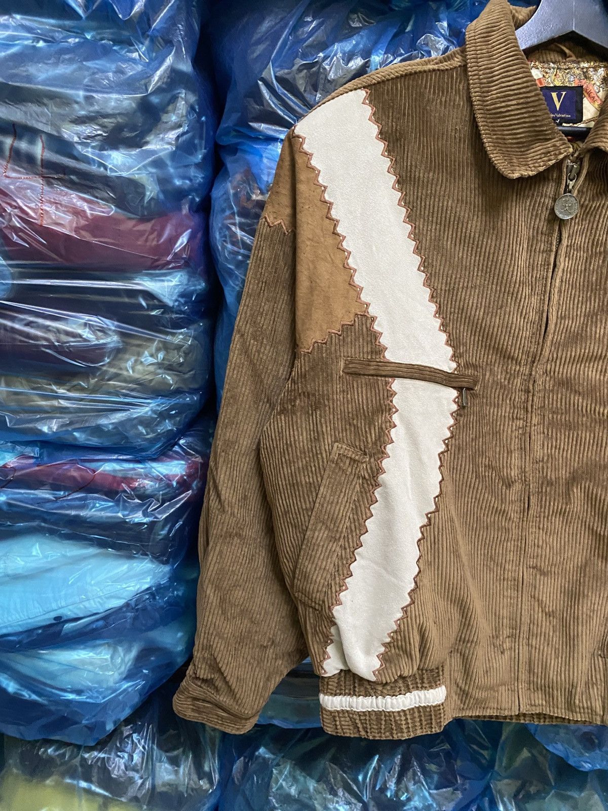 Vintage Carlo Valentino Corduroy Jacket Brown Embroidered