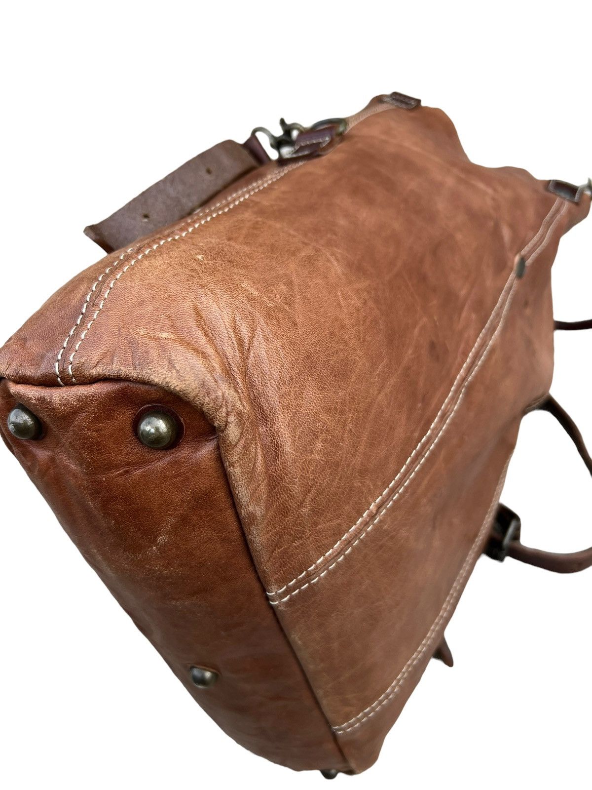 Leather Vintage Rei Japan 2 Way Patina Leather Bag Size ONE SIZE - 14 Thumbnail