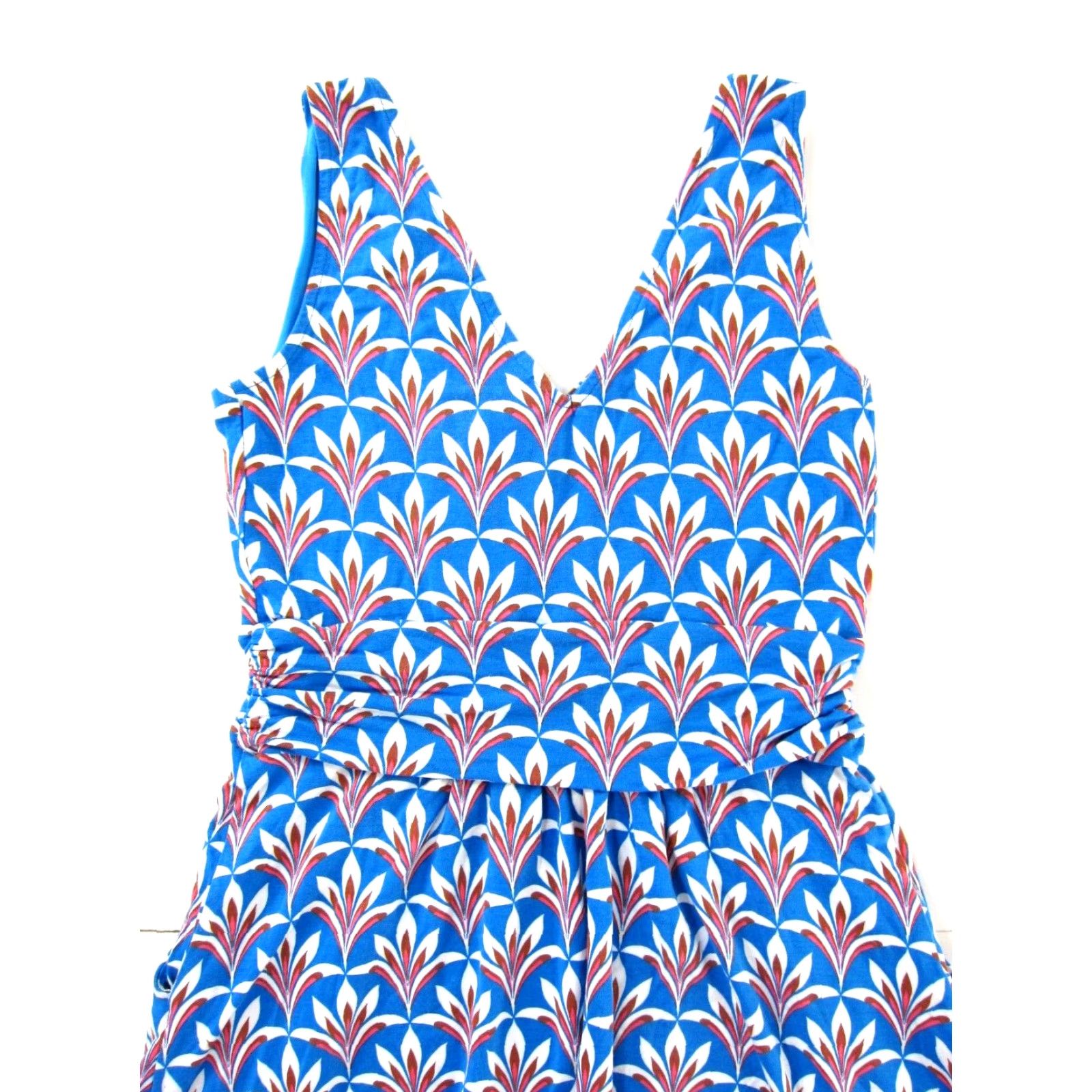 Boden Boden Blue Pink Brown Floral Stretch Sleeveless Pocket V-Neck Tank Sun Dress 4R Size S / US 4 / IT 40 - 4 Thumbnail