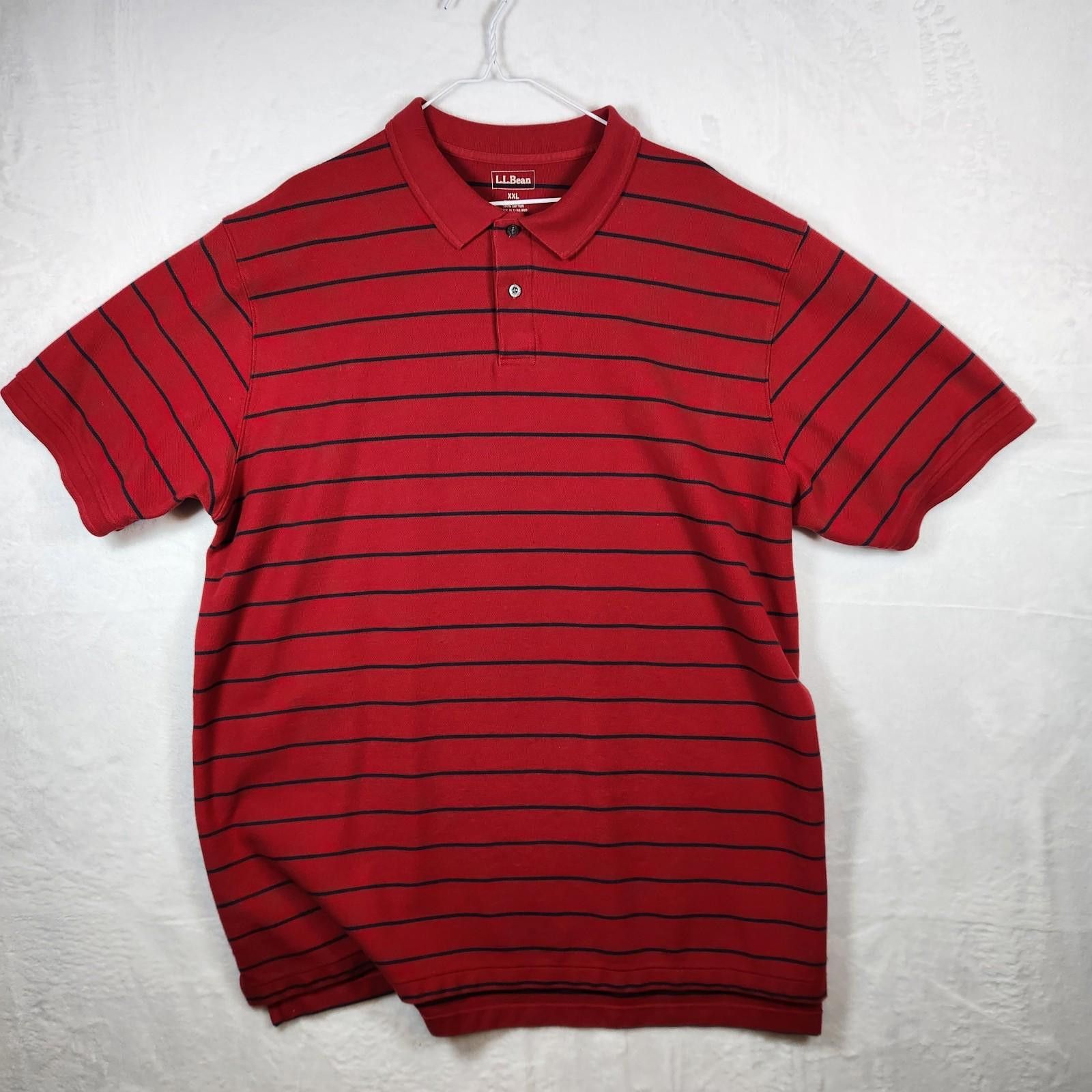 L.L. Bean LL Bean Red Striped Polo Shirt Size 2XL Tall Size US XXL / EU 58 / 5 - 1 Thumbnail