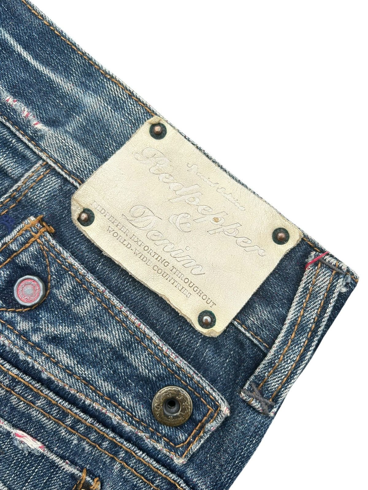 If Six Was Nine Flare Red Pepper Japanese Punk Bondage Distressed Denim Jean Size US 32 / EU 48 - 11 Thumbnail