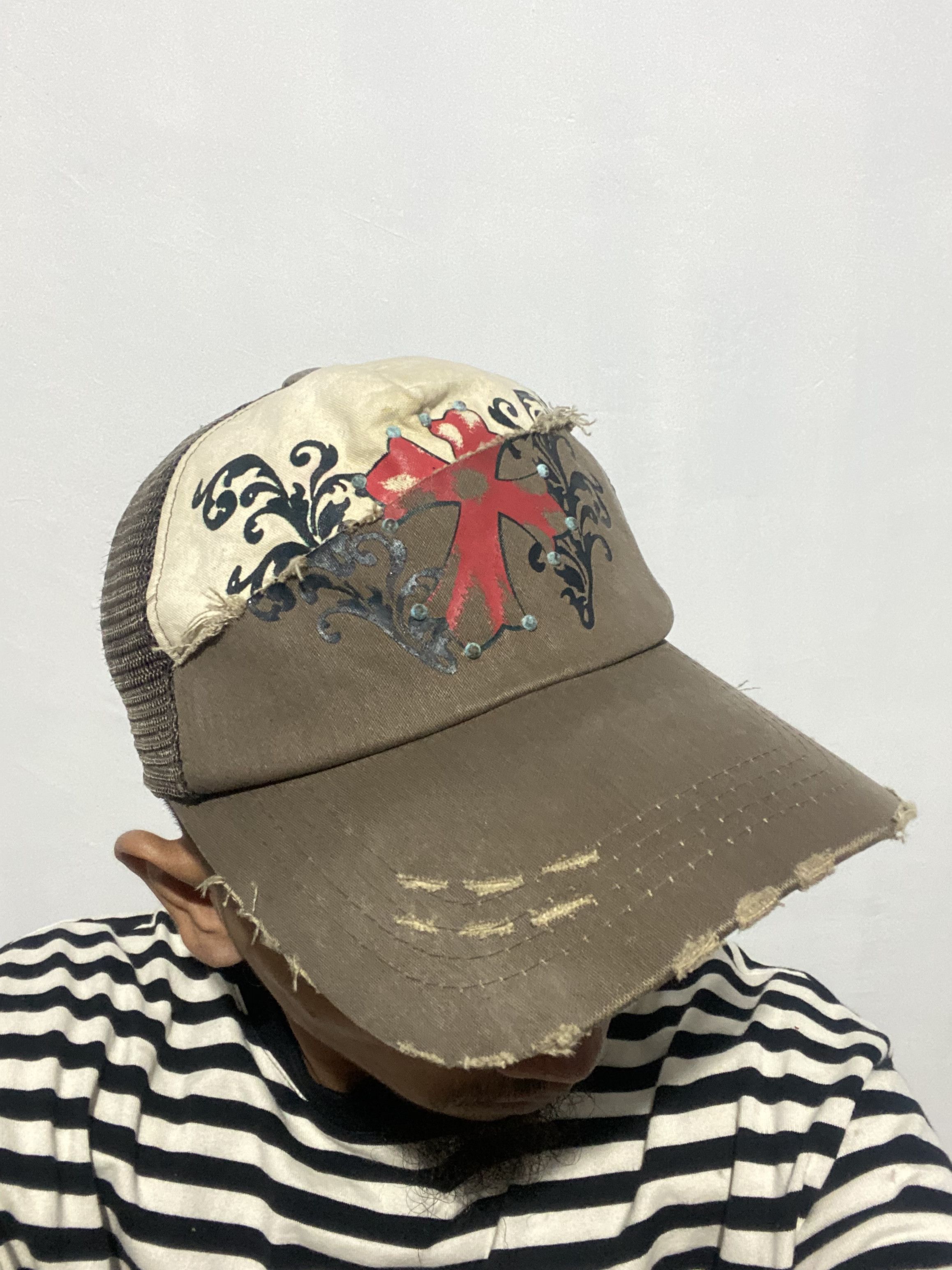 If Six Was Nine × Japanese Brand Y2K Poem Trucker Hats distressed cut out Size ONE SIZE - 6 Thumbnail