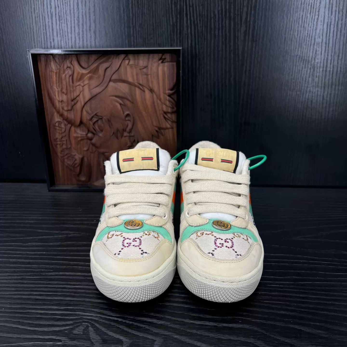 Gucci Women's Gucci Beige/Orange Crystal Sneakers 35.5, Worn 2x Size US 5 / IT 35 - 4 Thumbnail