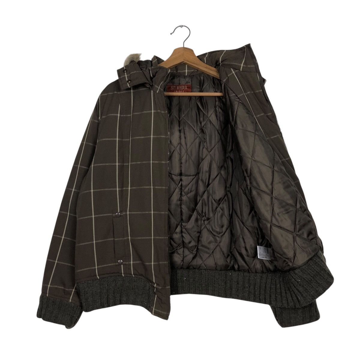 Japanese Brand Vintage Sky Bomber Faux Fur Trim Military Grid Jacket Size US L / EU 52-54 / 3 - 13 Thumbnail