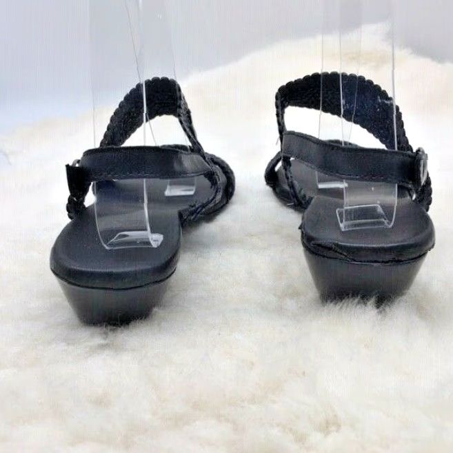 Vintage Munro American Morocco Black Woven Leather Slingback Sandals US 9.5 M Women Size US 10 / IT 40 - 4 Thumbnail