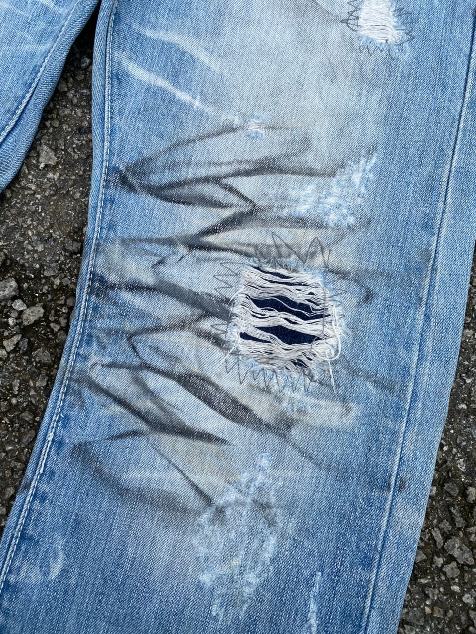 Japanese Brand VINTAGE URBAN BLEACH COLOUR DISTRESSED DENIM Size US 33 - 10 Thumbnail