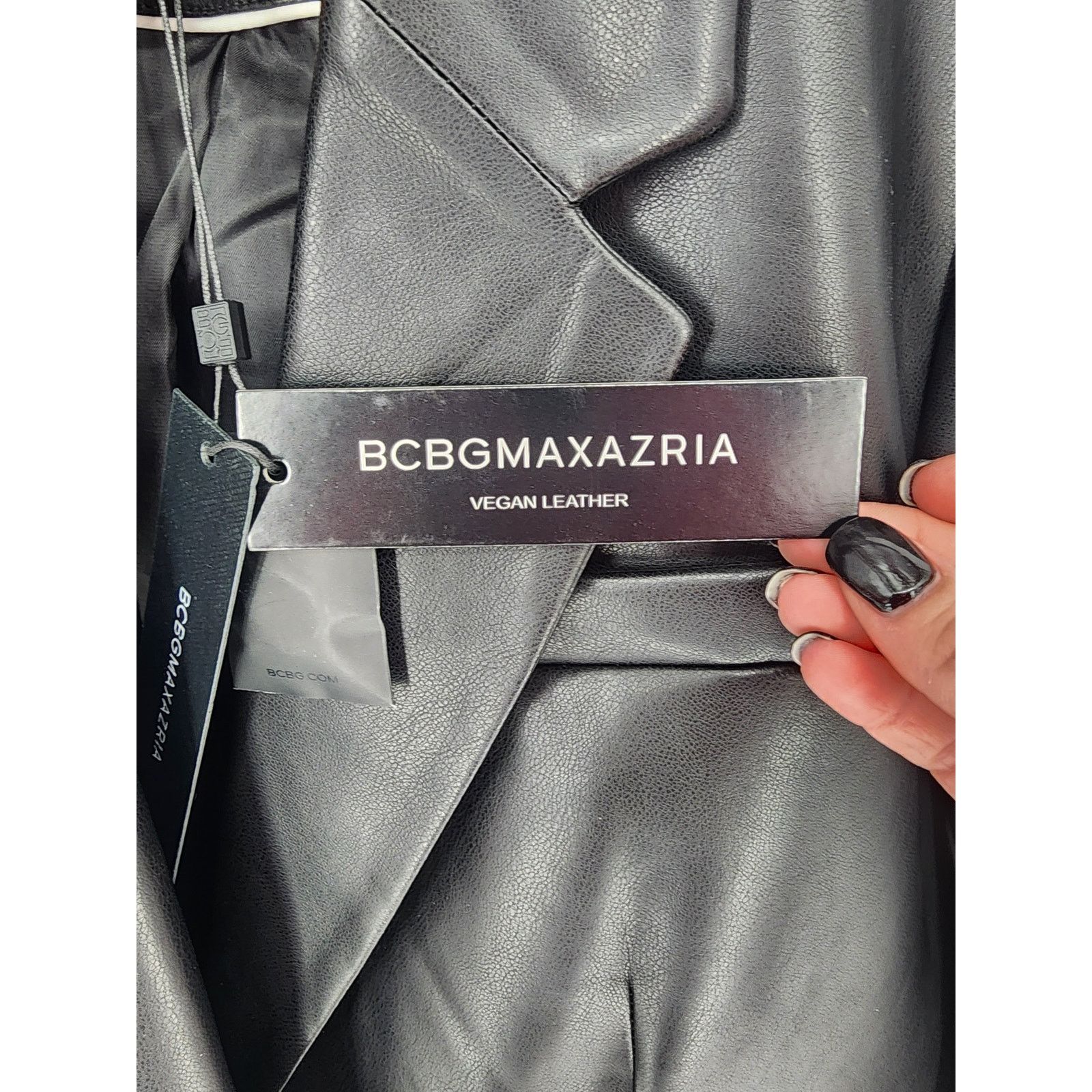 Bcbgmaxazria BCBGMAXAZRIA Black Vegan Leather Blazer Women's Size Large Size L / US 10 / IT 46 - 6 Thumbnail