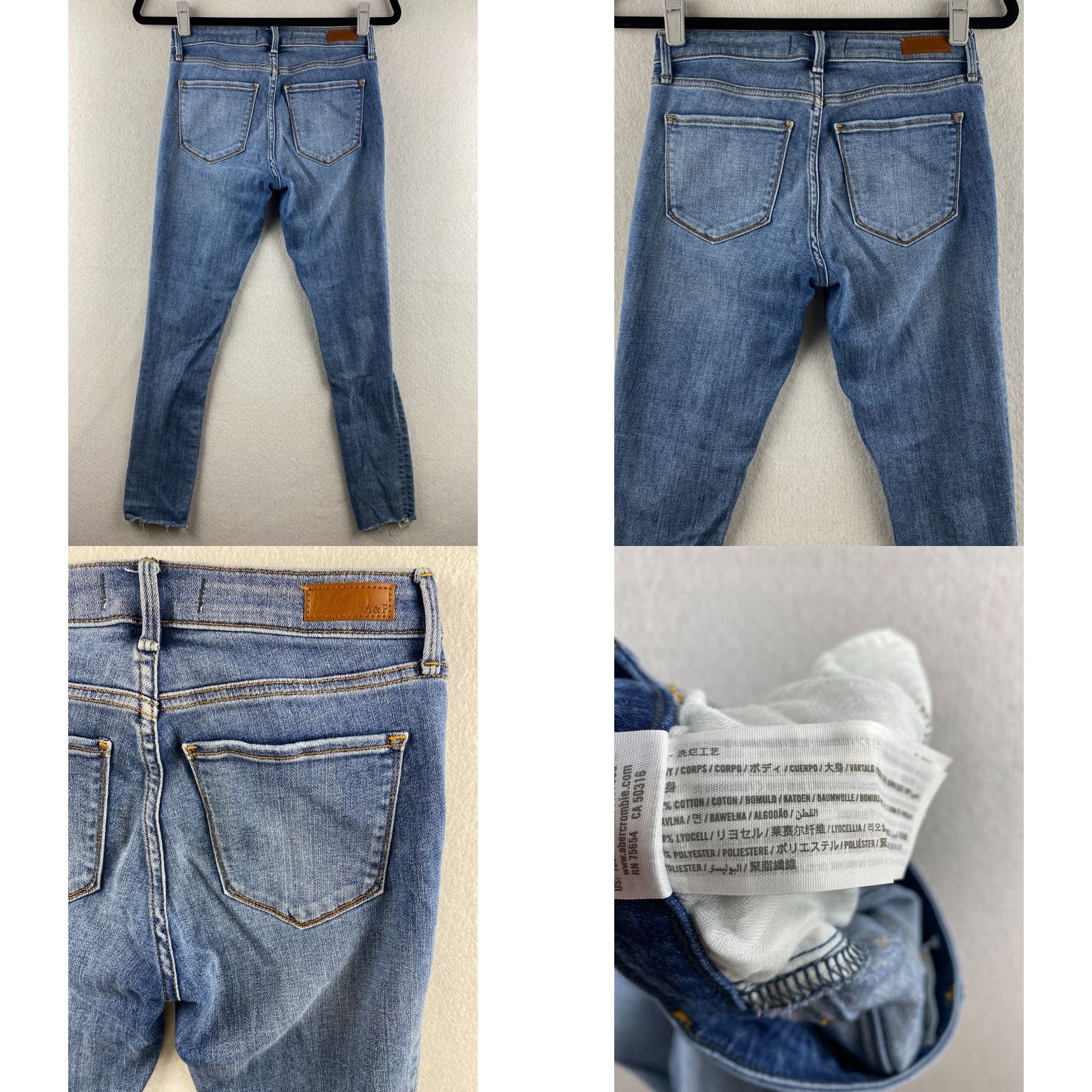 Abercrombie & Fitch Abercrombie & Fitch Women's Jeans Skinny Denim Distressed 26 Stretch 5-Pocket Blue Mid Rise Regular Size 26" / US 2 / IT 38 - 8 Thumbnail