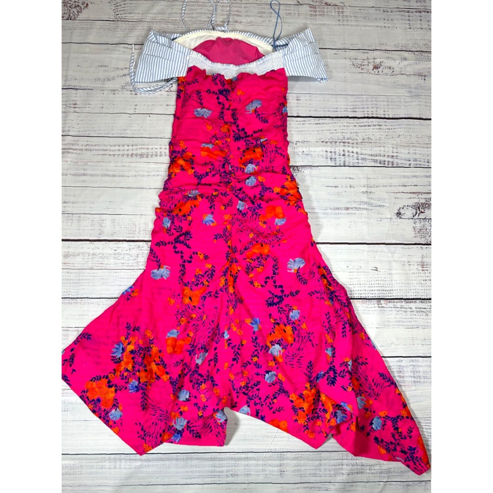 Tanya Taylor Tanya Taylor Dress Pink Midi Sheath Off Shoulder Virginia Falling Floral Sz 2 Womens Size XS / US 0-2 / IT 36-38 - 7 Thumbnail