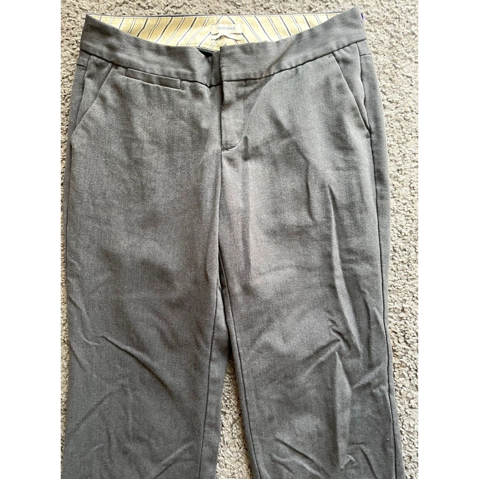 Dockers VINTAGE Womens Dockers Gray Pants Flat Front 4 Khakis/Chinos Cotton/Spandex Regular Inseam 31 Size 27" / US 4 / IT 40 - 2 Thumbnail