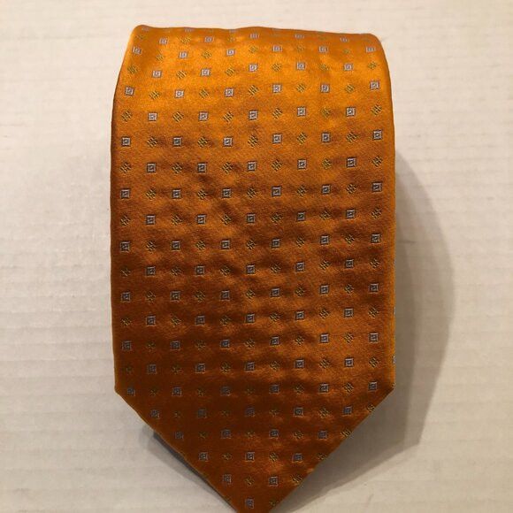 Barneys New York BARNEYS MEN'S NEW ORANGE SILK TIE 3 1/2" X 60" Size ONE SIZE - 2 Thumbnail