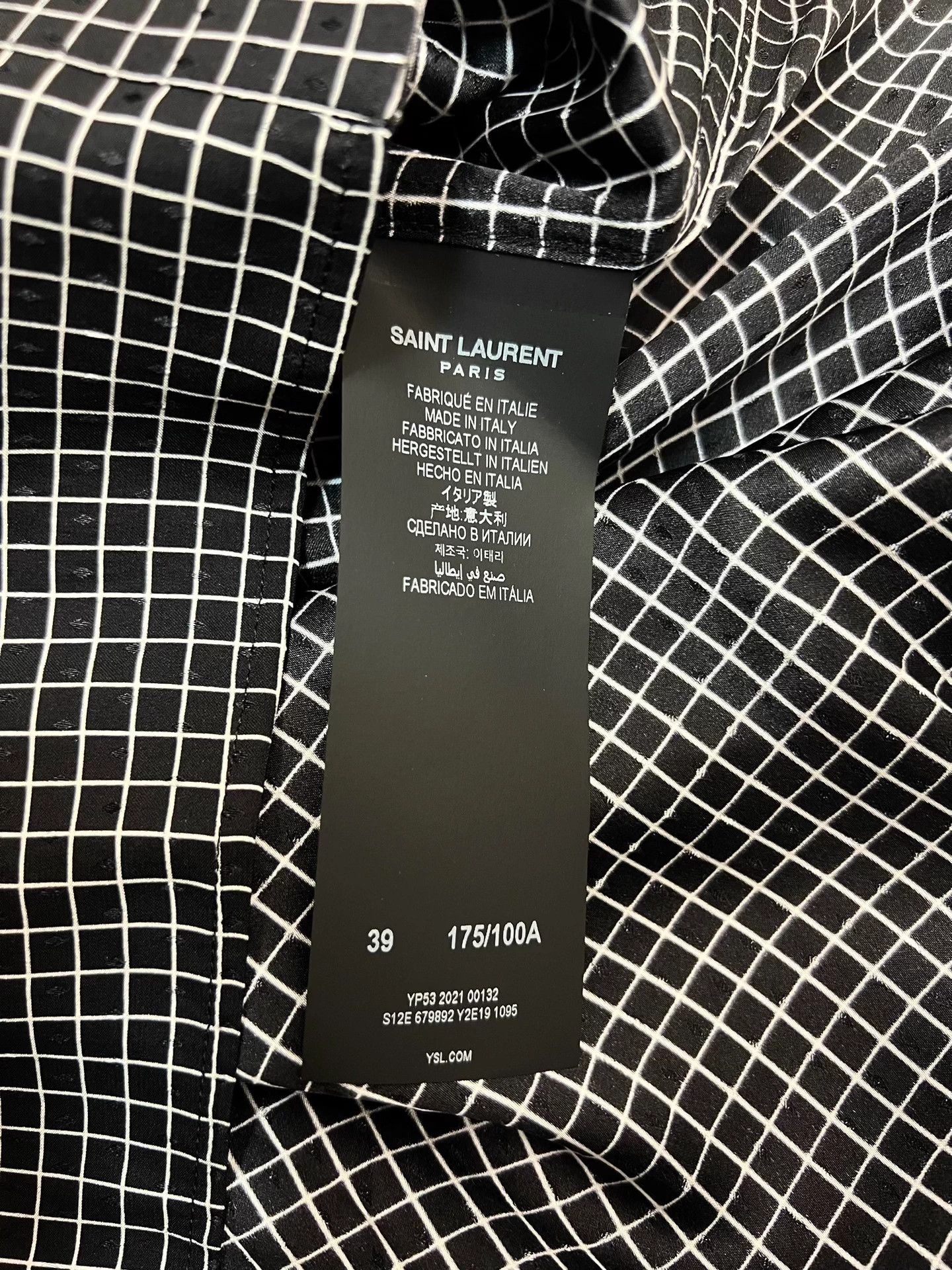 SLP diamond-patterned, checkered silk shirt,