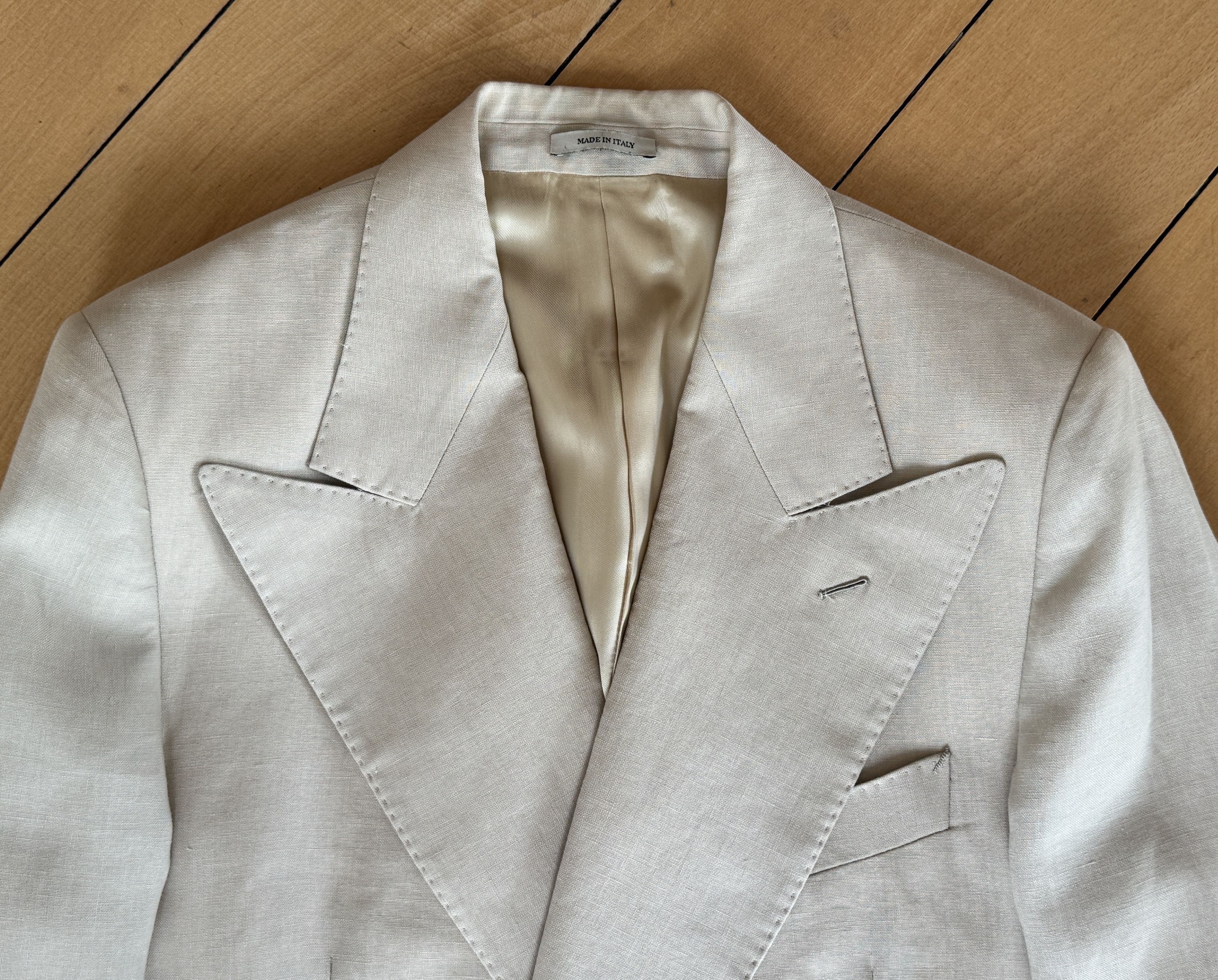 HUSBANDS Husbands Paris - Beige Linen Blazer Double Breasted Size 36R - 1 Thumbnail