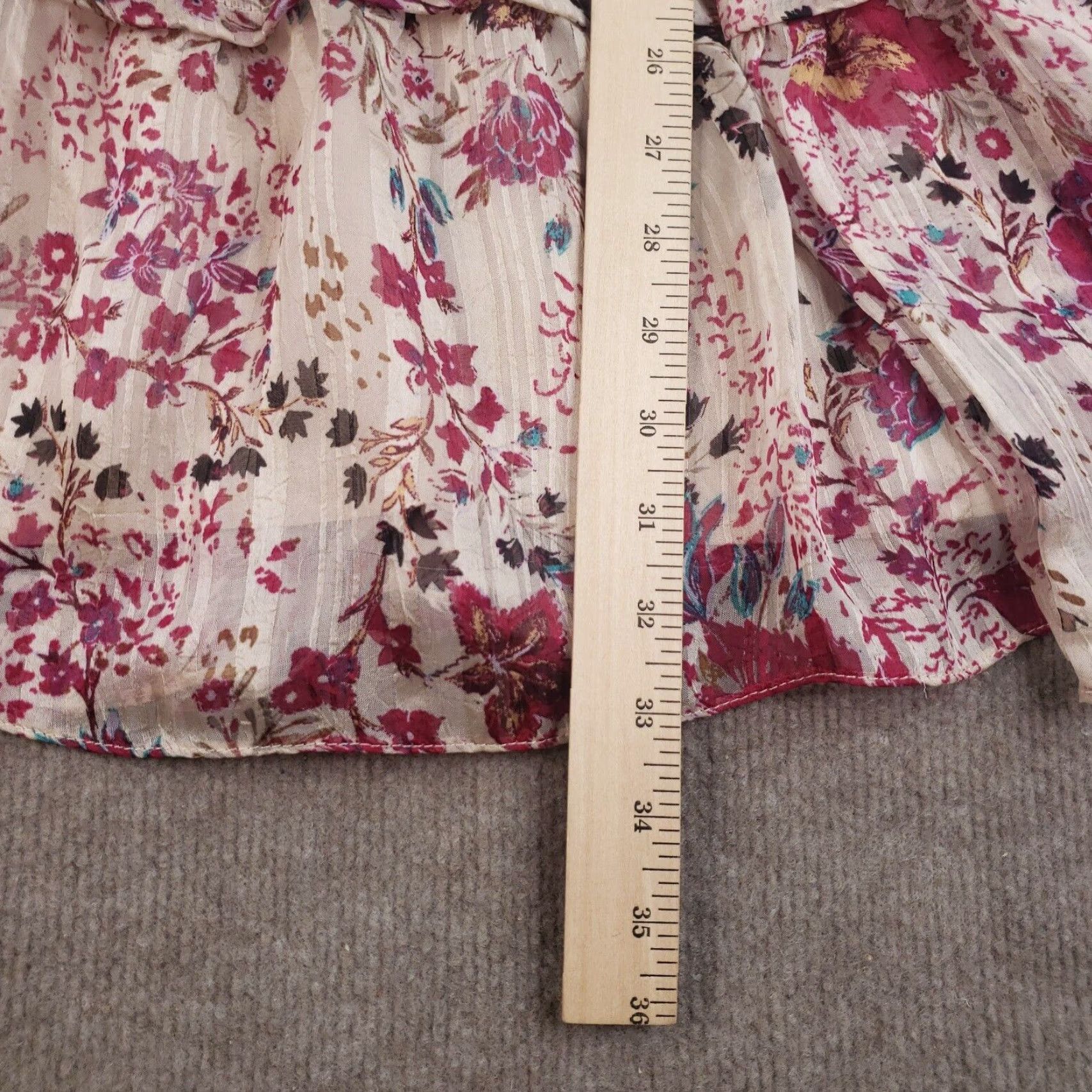 Free People Free People Cream Combo Dress Womens Medium Pink Smocked Waist Sheer Sleeve Size M / US 6-8 / IT 42-44 - 5 Thumbnail