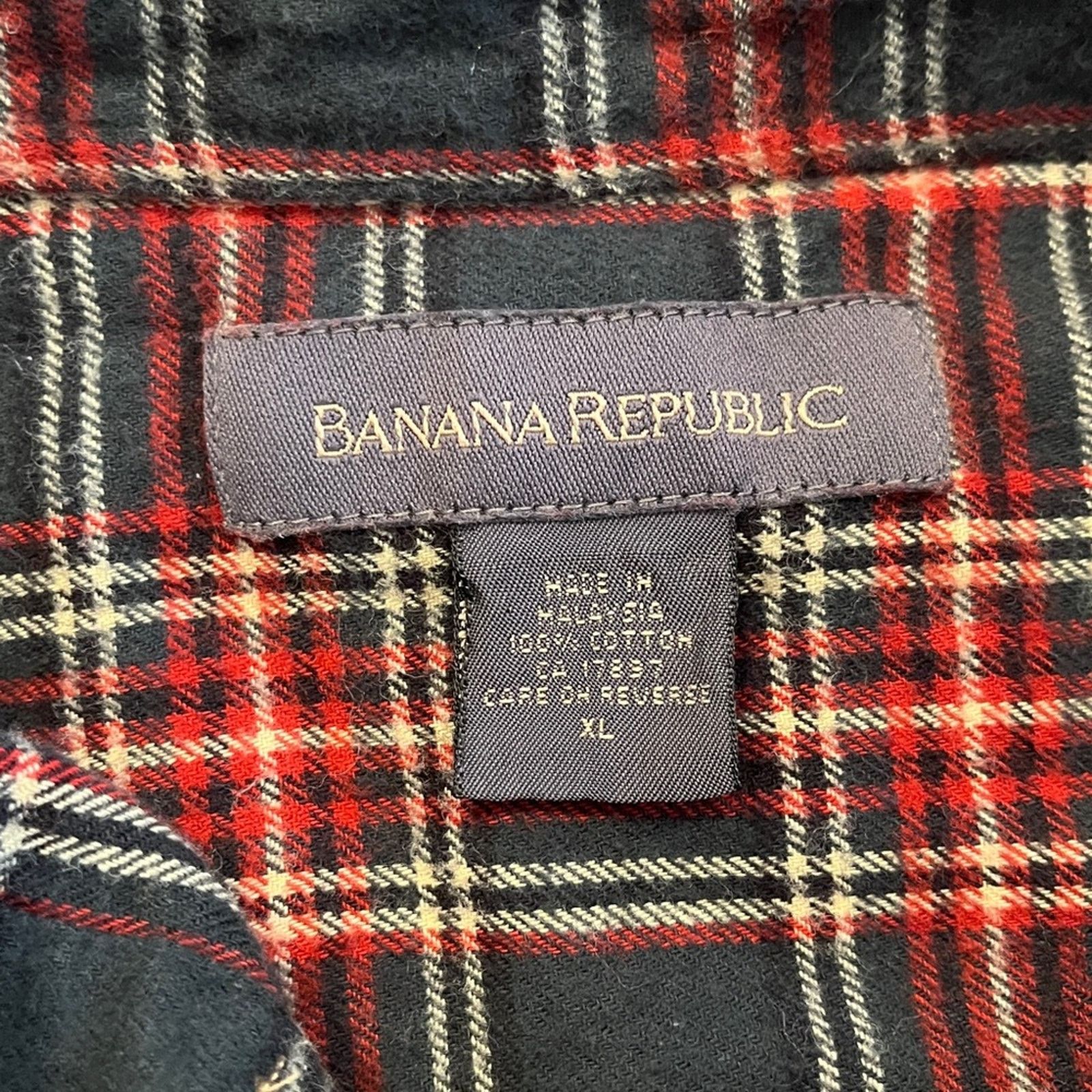 Banana Republic Mens Banana Republic Dark Plaid Button-Down Flannel Shirt XL Size US XL / EU 56 / 4 - 2 Thumbnail