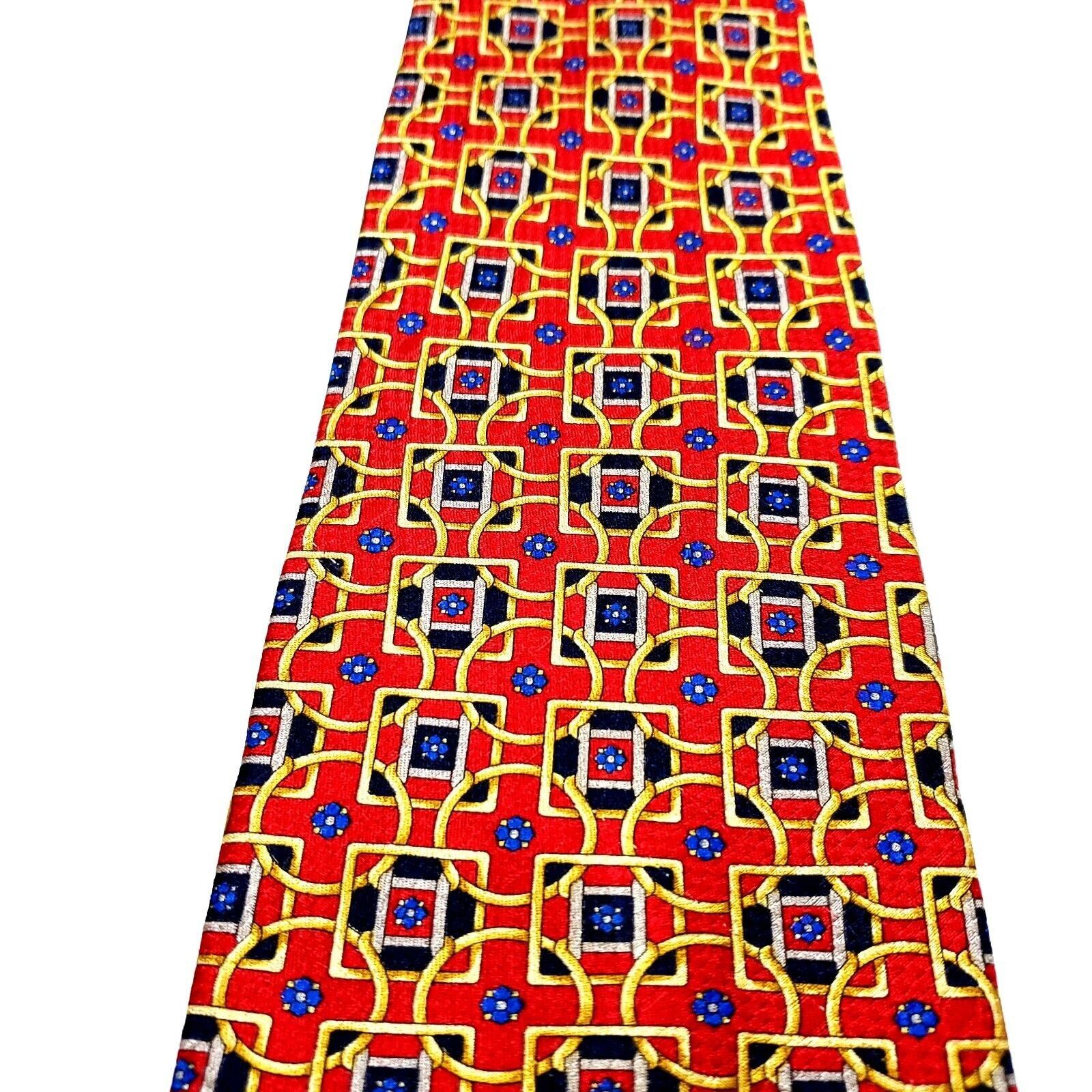 Evan Picone Evan Picone Silk Tie Red Print Geometric Wide Size ONE SIZE - 2 Thumbnail