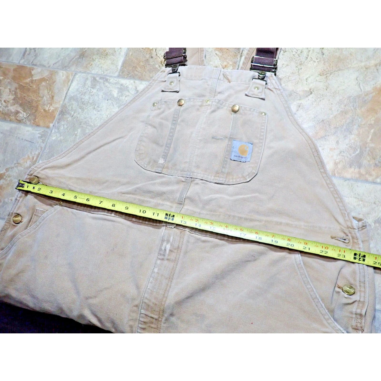 Carhartt VINTAGE Carhartt Workwear Overalls Men 48x27 Brown Distressed Canvas Double Knee USA Size US 32 / EU 48 - 7 Thumbnail