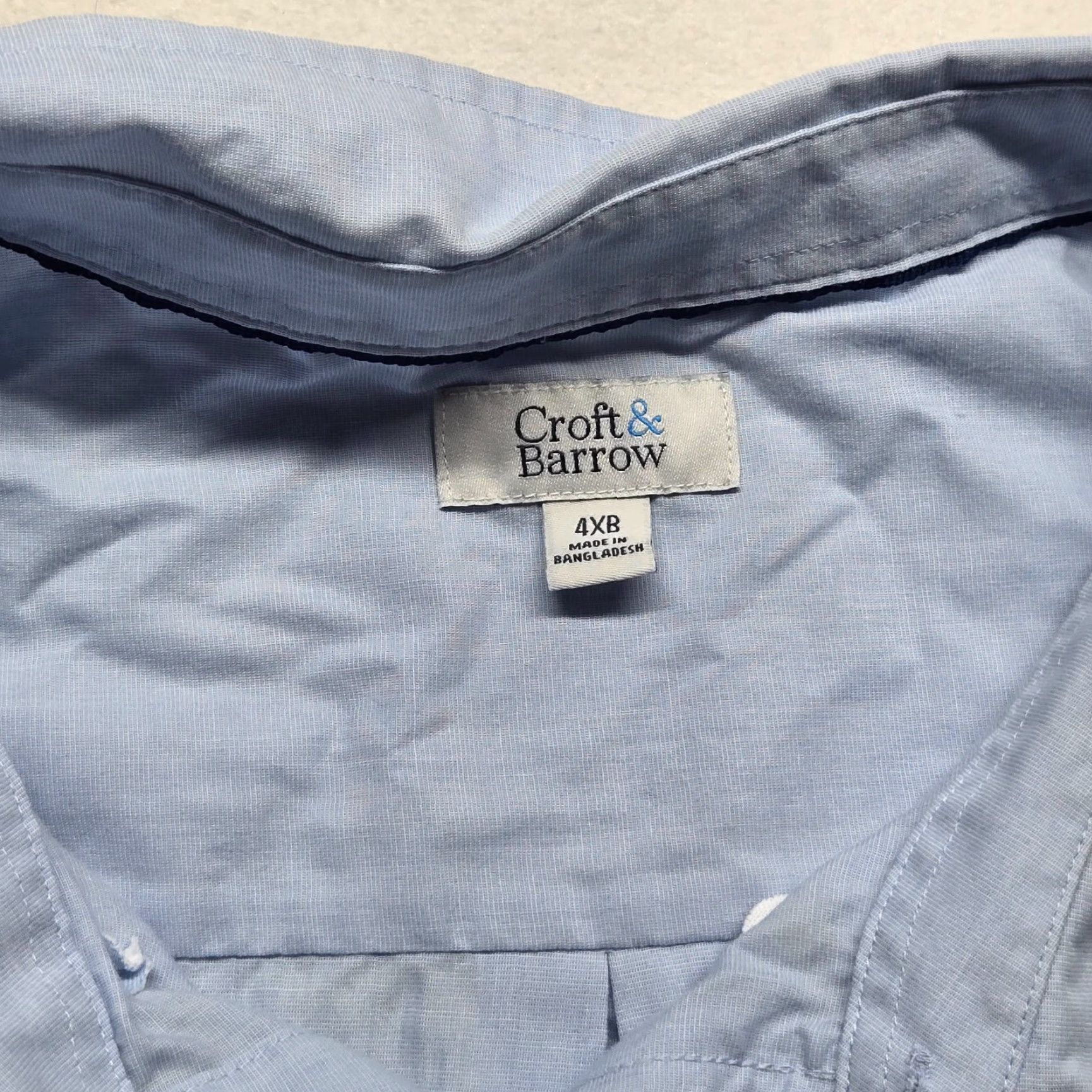 Croft & Barrow VINTAGE Croft & Barrow Shirt Solid Blue Easy Care Short Sleeve Button Up 4XB Adult Men’s Blue Cotton Polyester Knit? Size US XXL / EU 58 / 5 - 3 Thumbnail