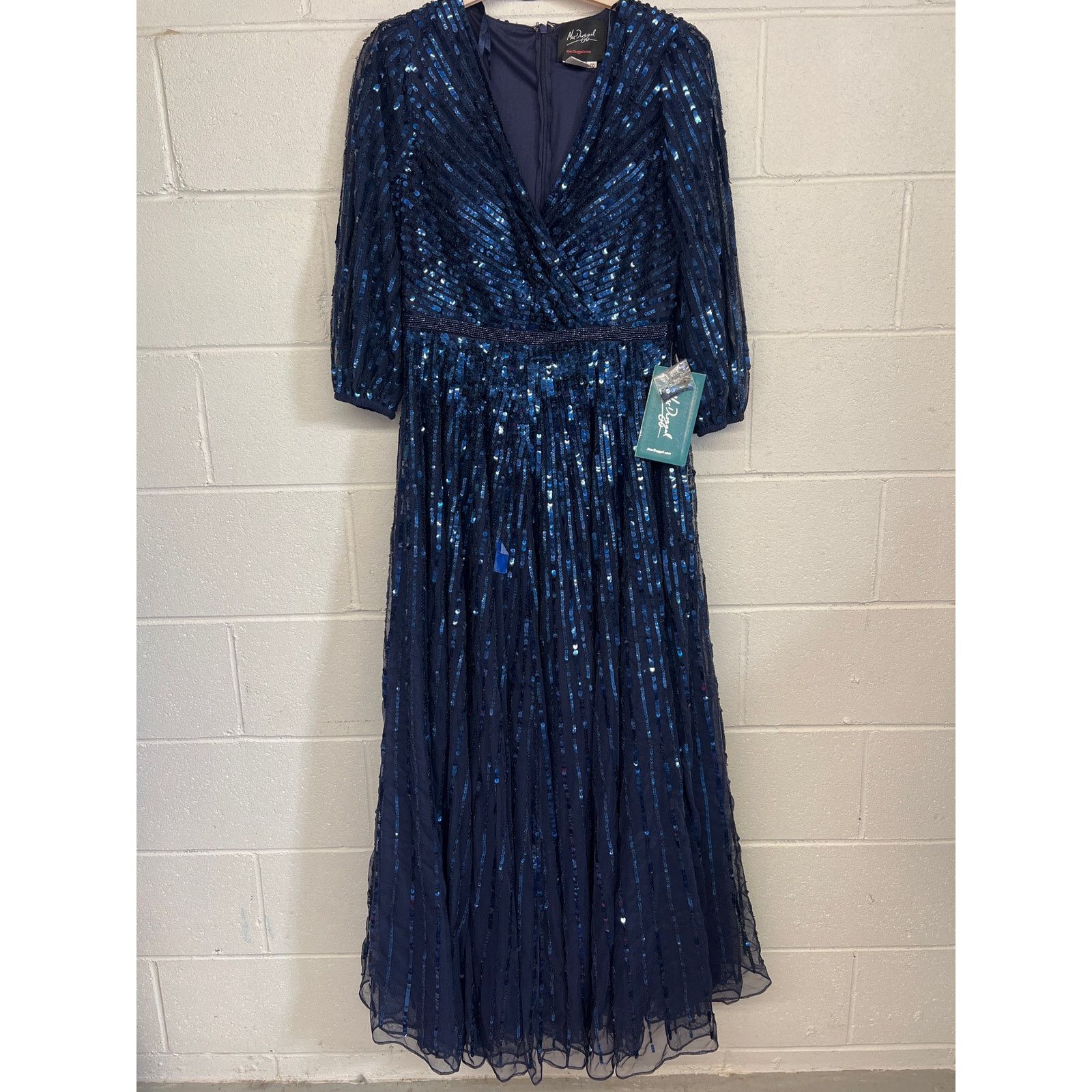Other New Mac Duggal Sz 10 Midnight Blue Sequined Evening Gown Size L / US 10 / IT 46 - 4 Thumbnail