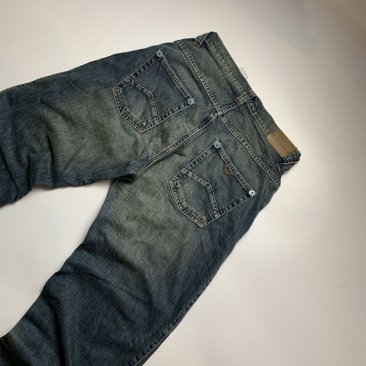 Giorgio Armani VERY RARE Y2K VINTAGE ARMANI BIG LOGO FADED DENIM JEANS 00s Size US 30 / EU 46 - 11 Thumbnail