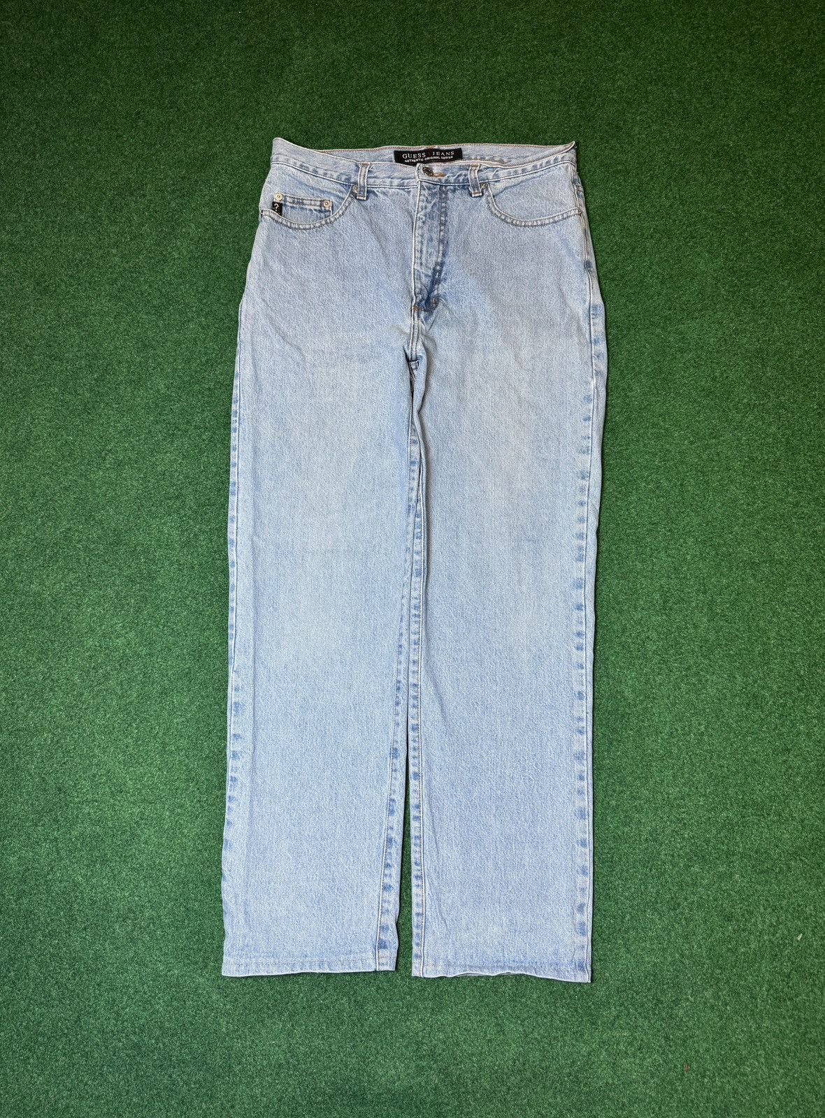Guess × Vintage Y2k Guess Denim Light Wash Straight Leg Regular Fit Jeans Size US 34 / EU 50 - 1 Thumbnail