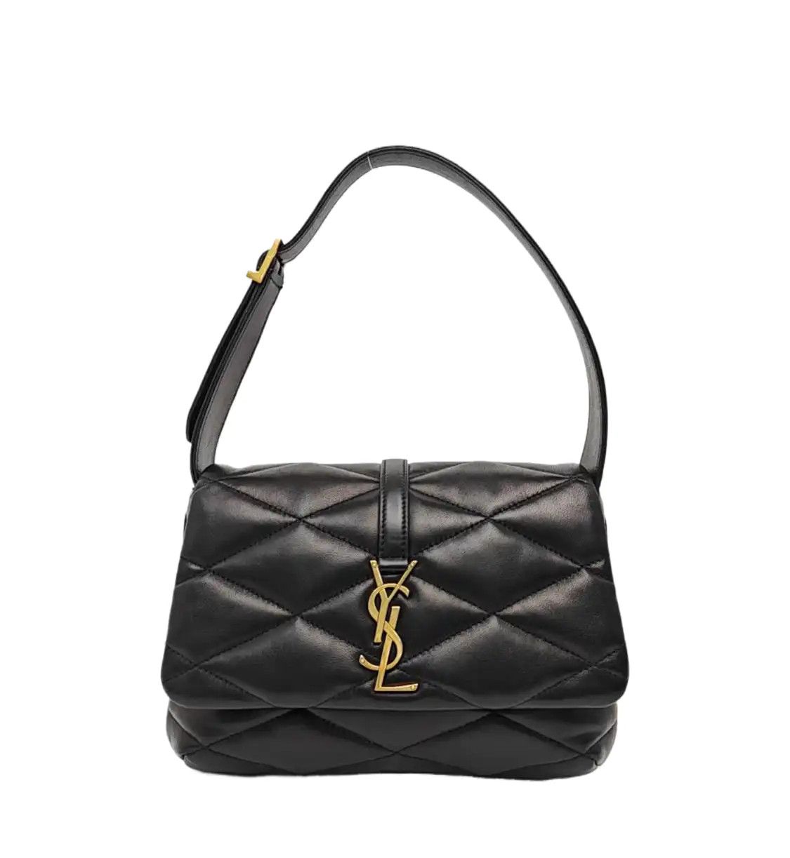 Saint Laurent Paris Ysl Le 57 Black Sheepskin Quilted Shoulder Bag Gold Hardware, Women's