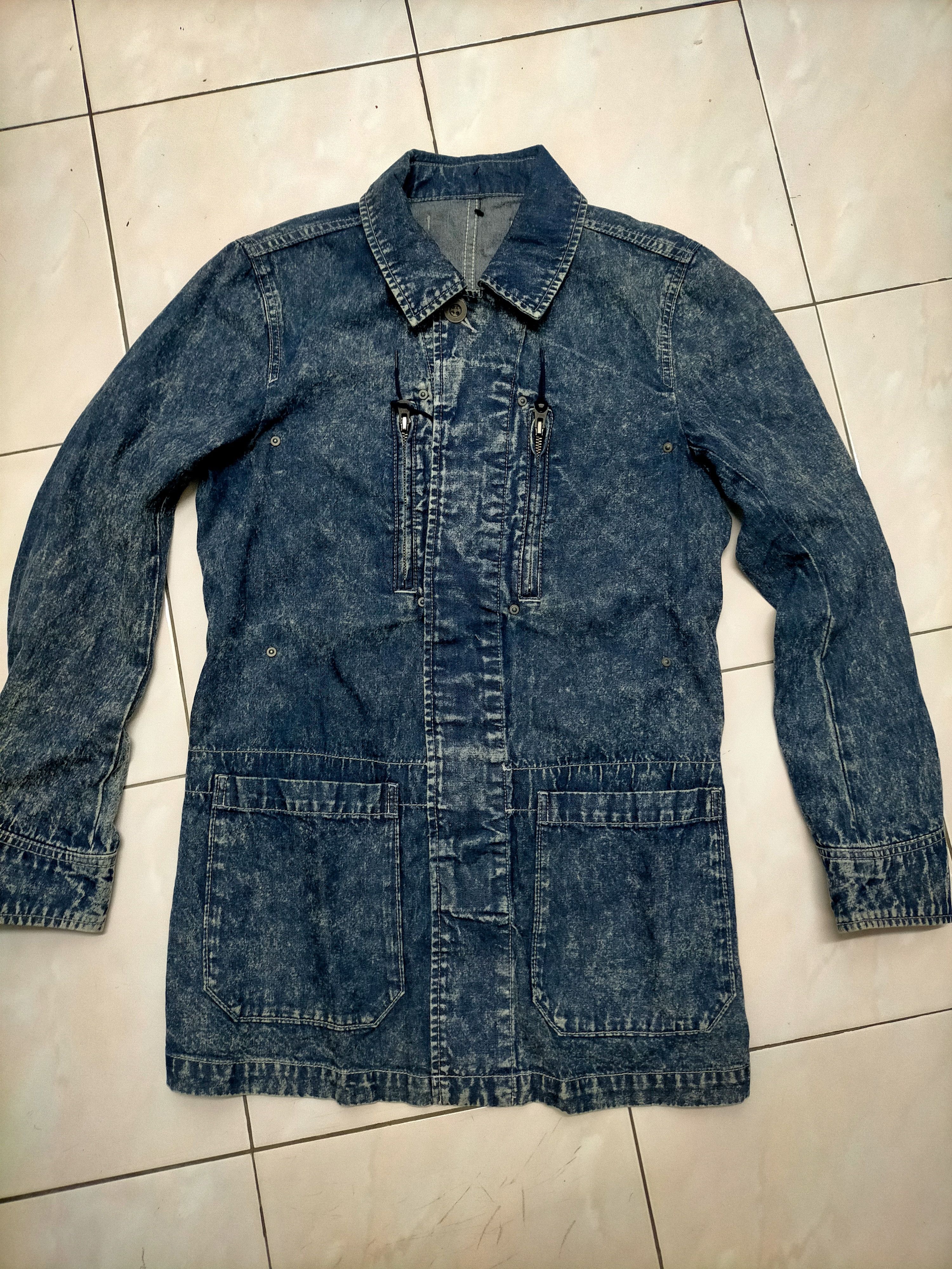 image of Issey Miyake Fete Asid Wash Denim Jacket in Blue, Men's (Size Medium)