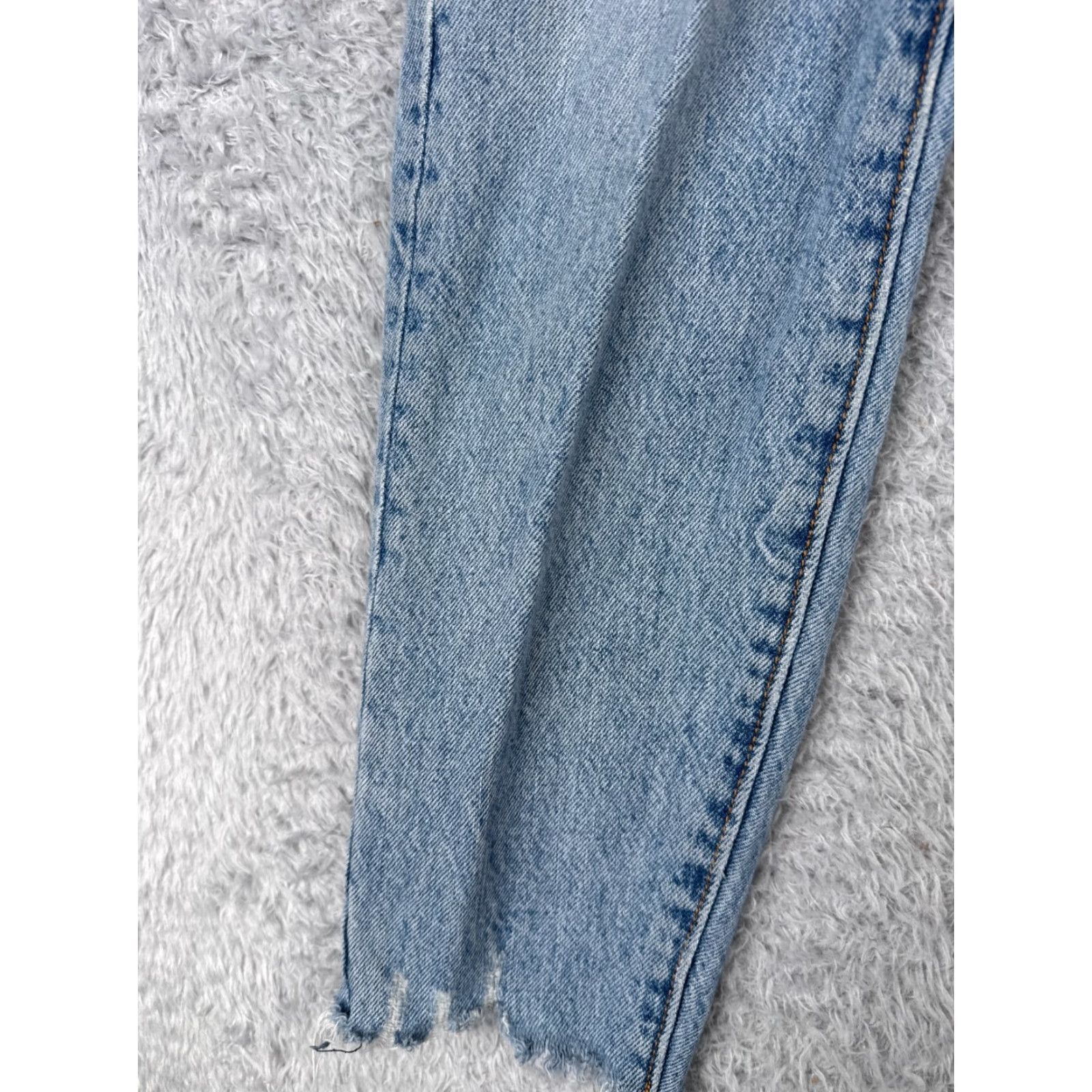Levi's Levis Premium Jeans Womens 25 Blue Wedgie Raw Hem Button Fly Cotton 25x27 Big E Size 42" / US 20 - 7 Thumbnail