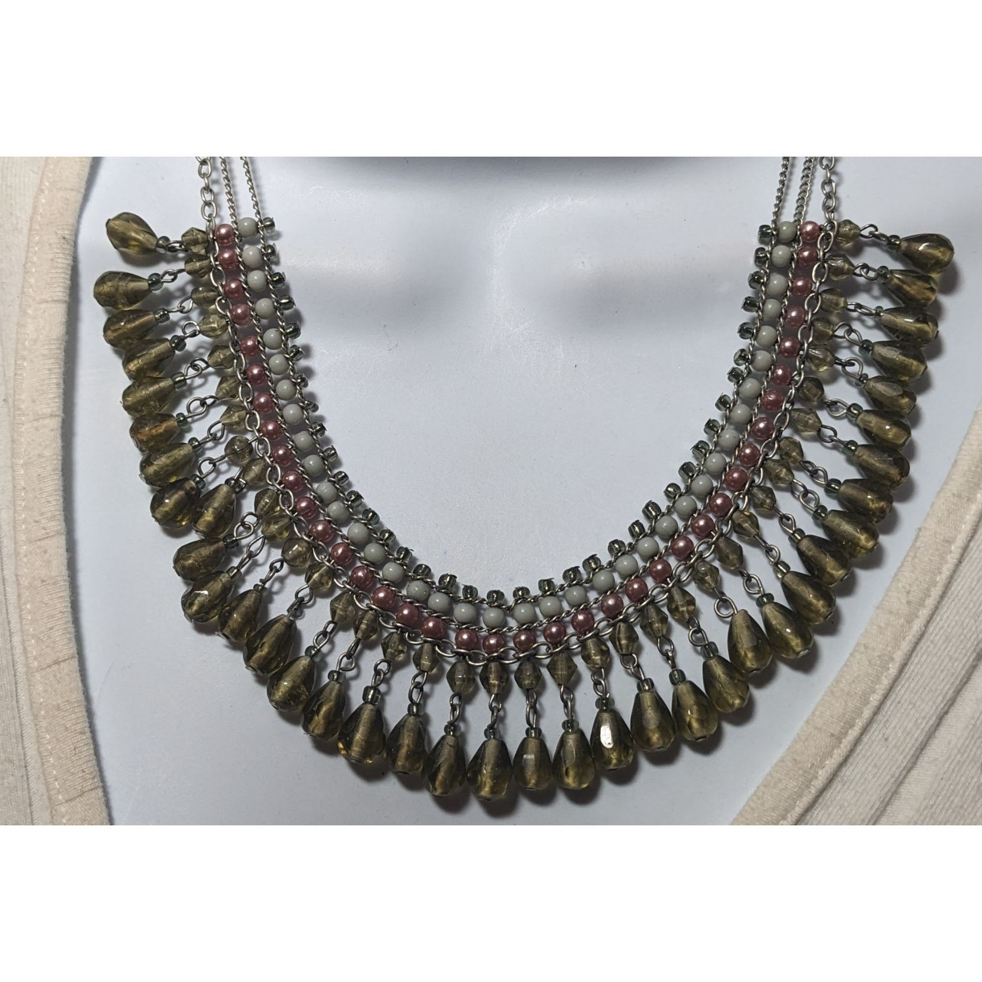 Other Handmade Vintage Bohemian Glass And Pearl Beaded Fringe Neck Size ONE SIZE - 6 Thumbnail