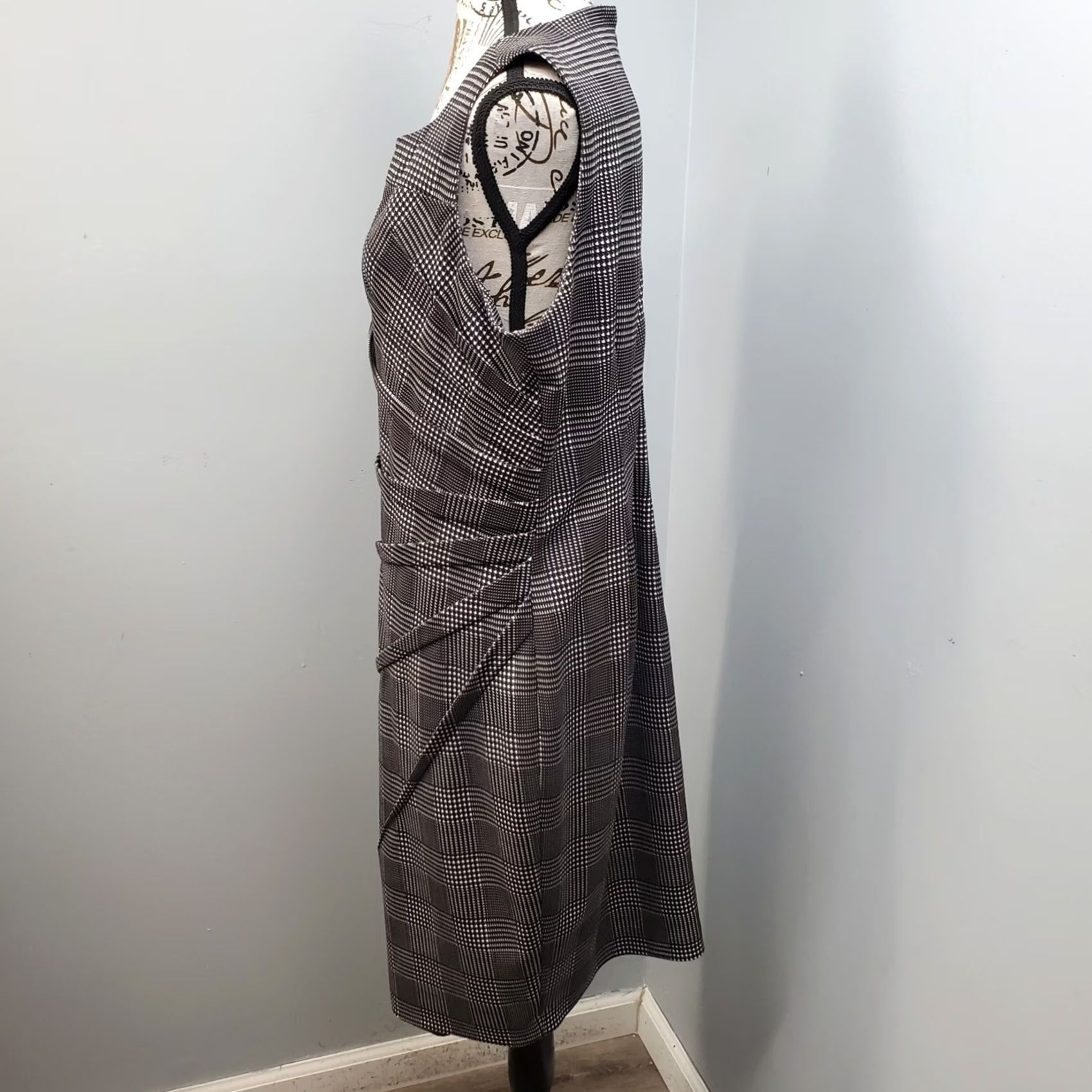 Calvin Klein Calvin Klein Starburst Sheath Dress Womens 14 White Black Houndstooth Back Zip Size XL / US 12-14 / IT 48-50 - 7 Thumbnail