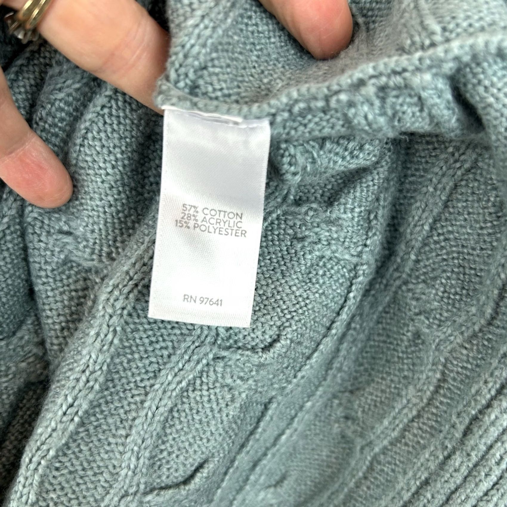 J. Jill J Jill Sweater Womens Small Green Cable Knit Horizontal Oversized Soft Tunic Size S / US 4 / IT 40 - 6 Thumbnail