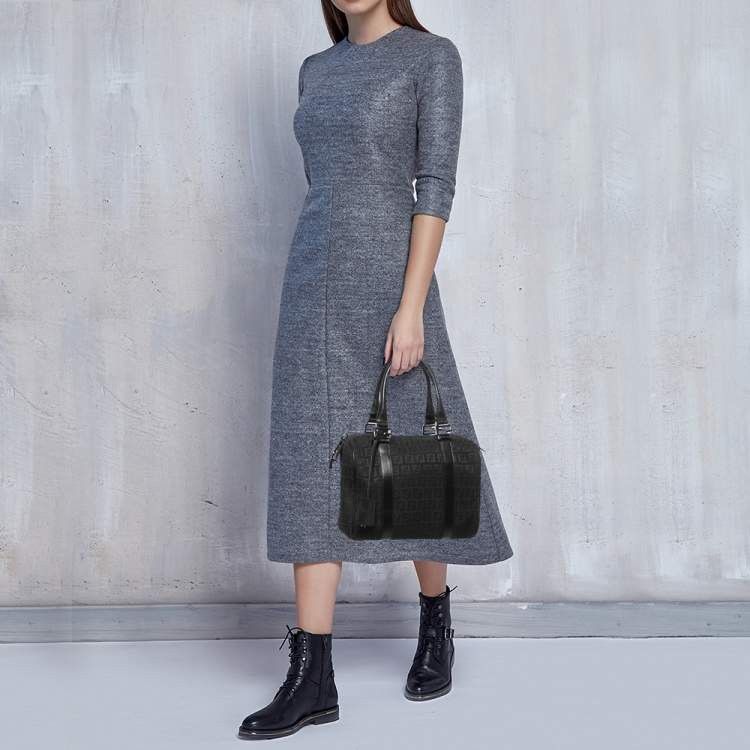 Fendi × Vintage FENDI Zucchino Mini Boston Bag Jacquard 8BL068 Black Handbag Size ONE SIZE - 17 Thumbnail