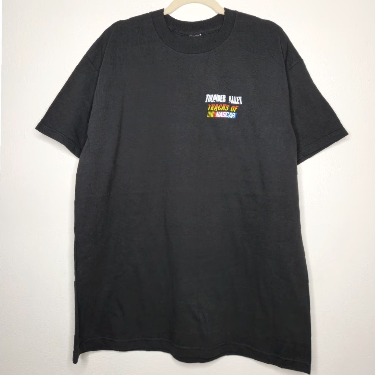 NASCAR VINTAGE Nascar Tracks of Thunder Alley Racing Race Car Double Sided Winston Shirt Mens 2XL Black Size US XXL / EU 58 / 5 - 2 Thumbnail